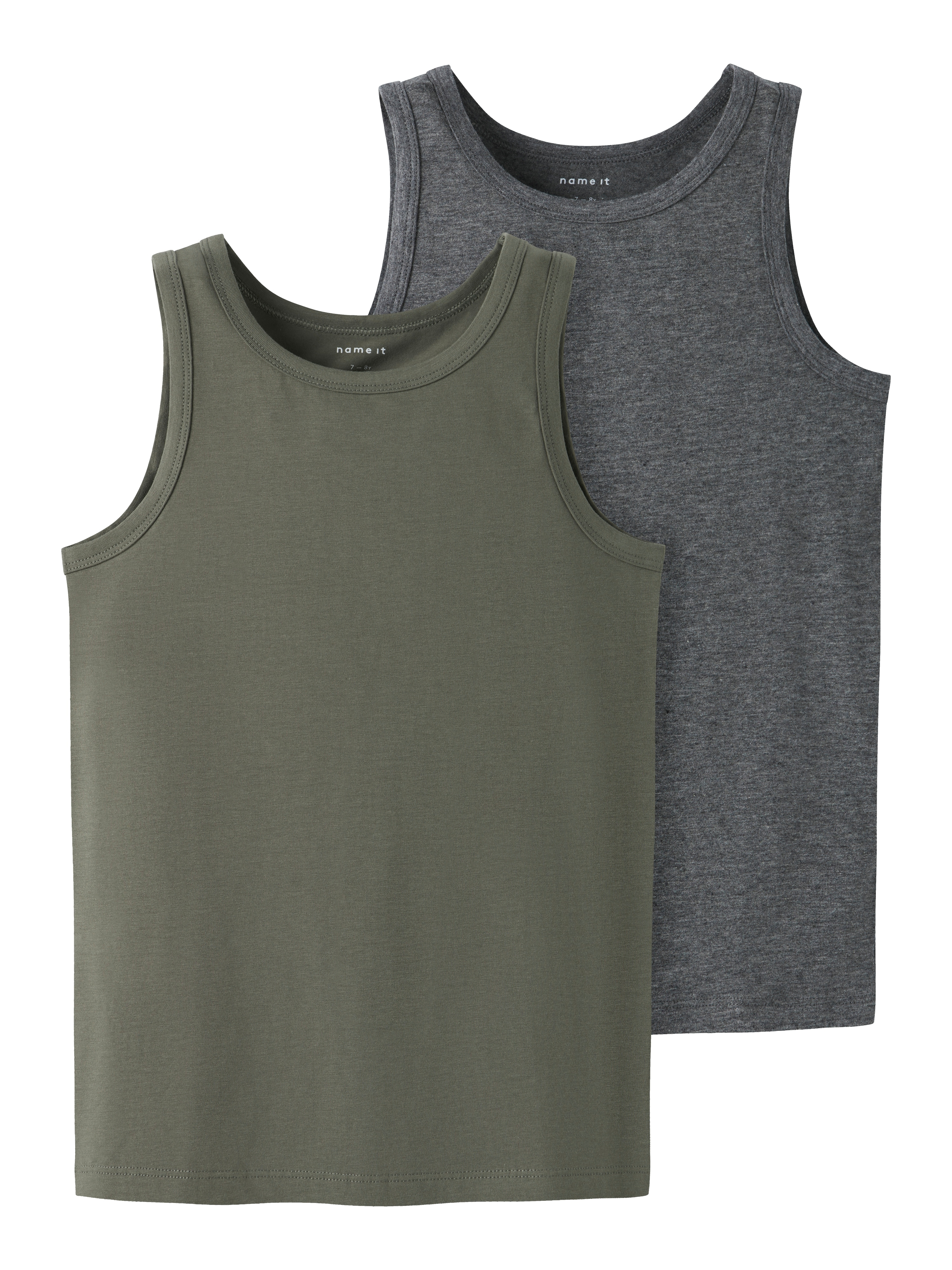 Name It Unterhemd "NKMTANK 2P für Jungen mit Rundhals und elastischem Tragekomfort" Packung, 2 Stk. normal, Jersey, eingefasste Kante, Rundhals