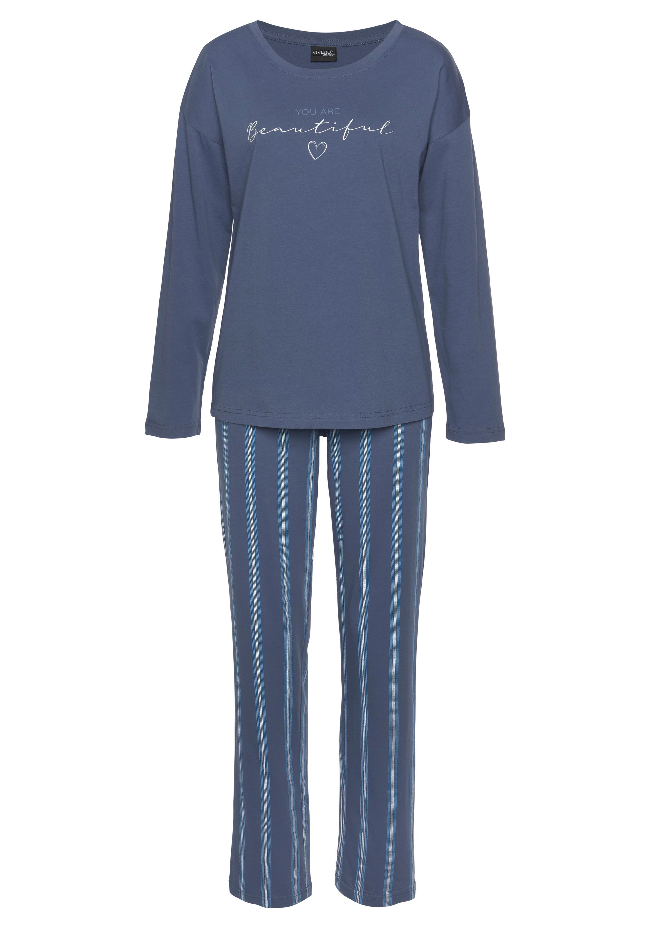 Vivance Dreams Pyjama, (2 tlg.), mit Frontdruck günstig online kaufen