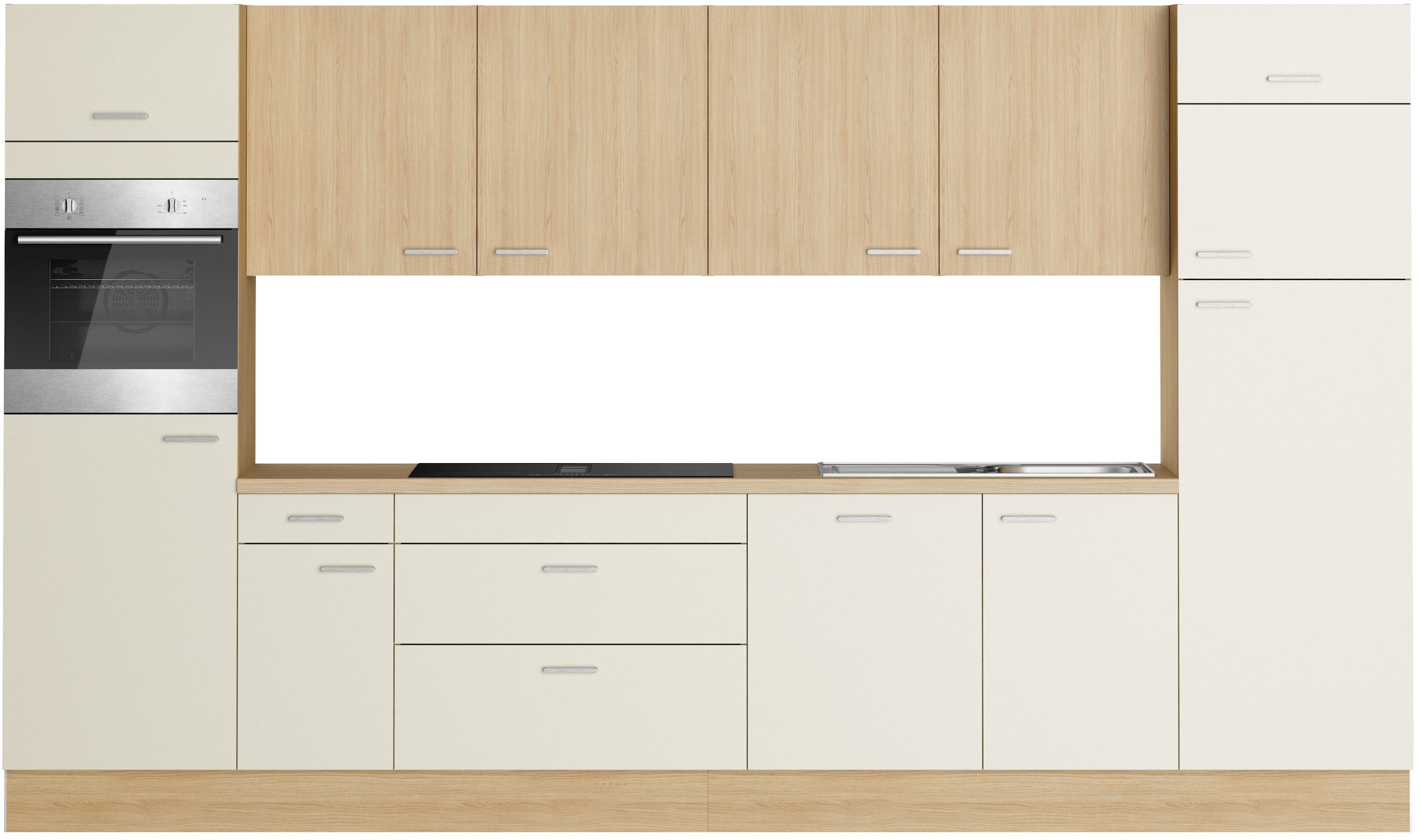 KOCHSTATION Küchenzeile "KS-Lucy wahlweise mit Induktionskochfeld mit integriertem Dunstabzug" Breite 360 cm, Soft-Close, inkl. Zubehör, wahlweise mit E-Geräten
