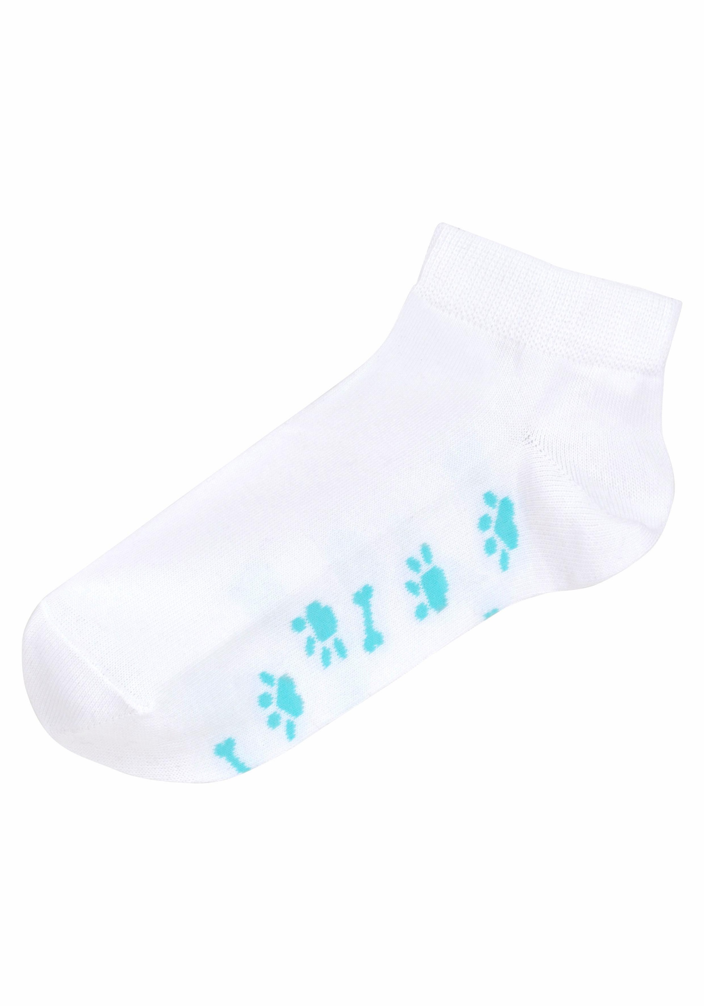 Arizona Sneakersocken, (Set, 5 Paar), mit süßem Pfotendesign unter der Sohle