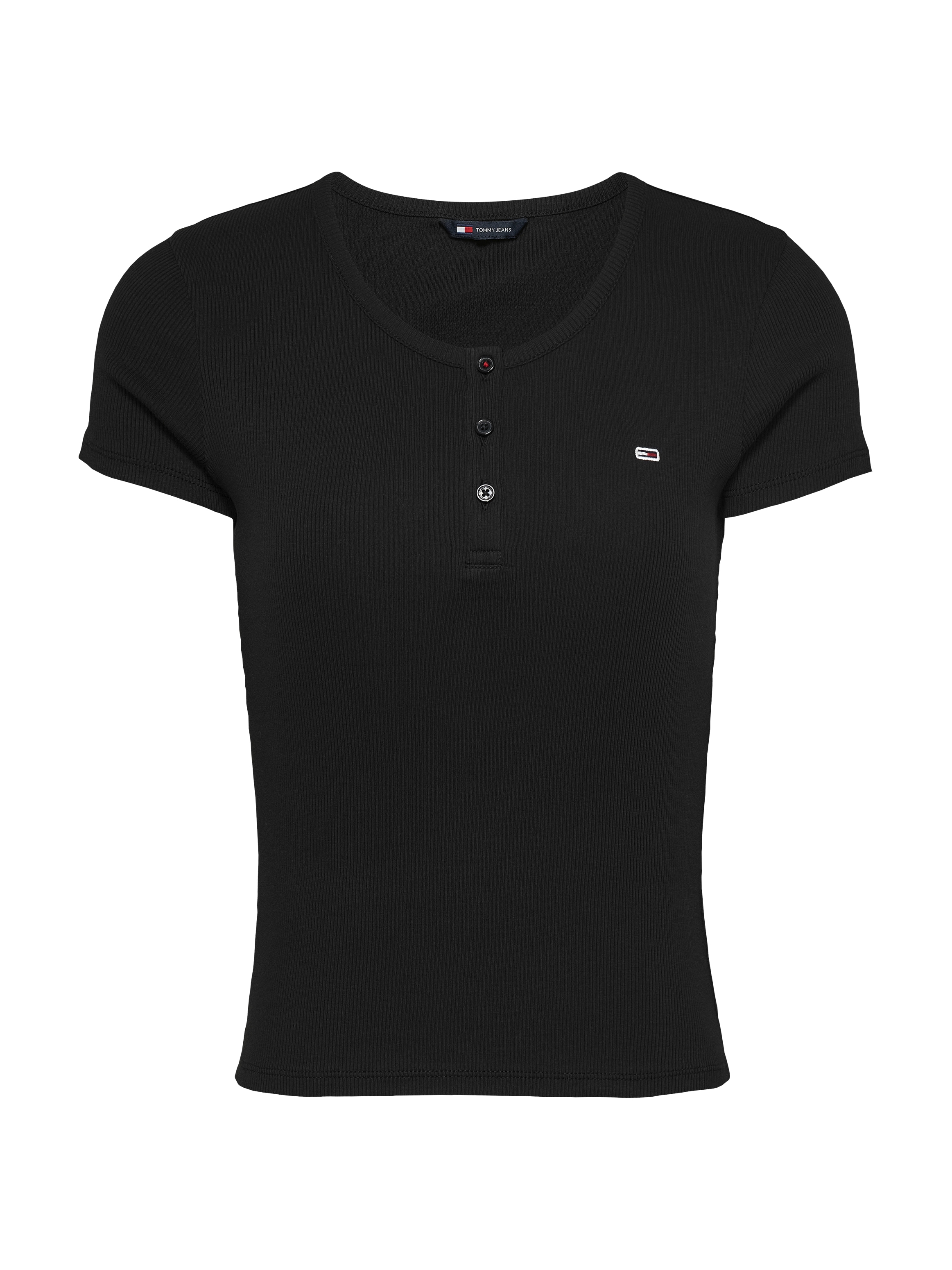 Tommy Jeans T-Shirt »TJW SLIM BUTTON RIB C-NECK SS«, mit Knöpfen