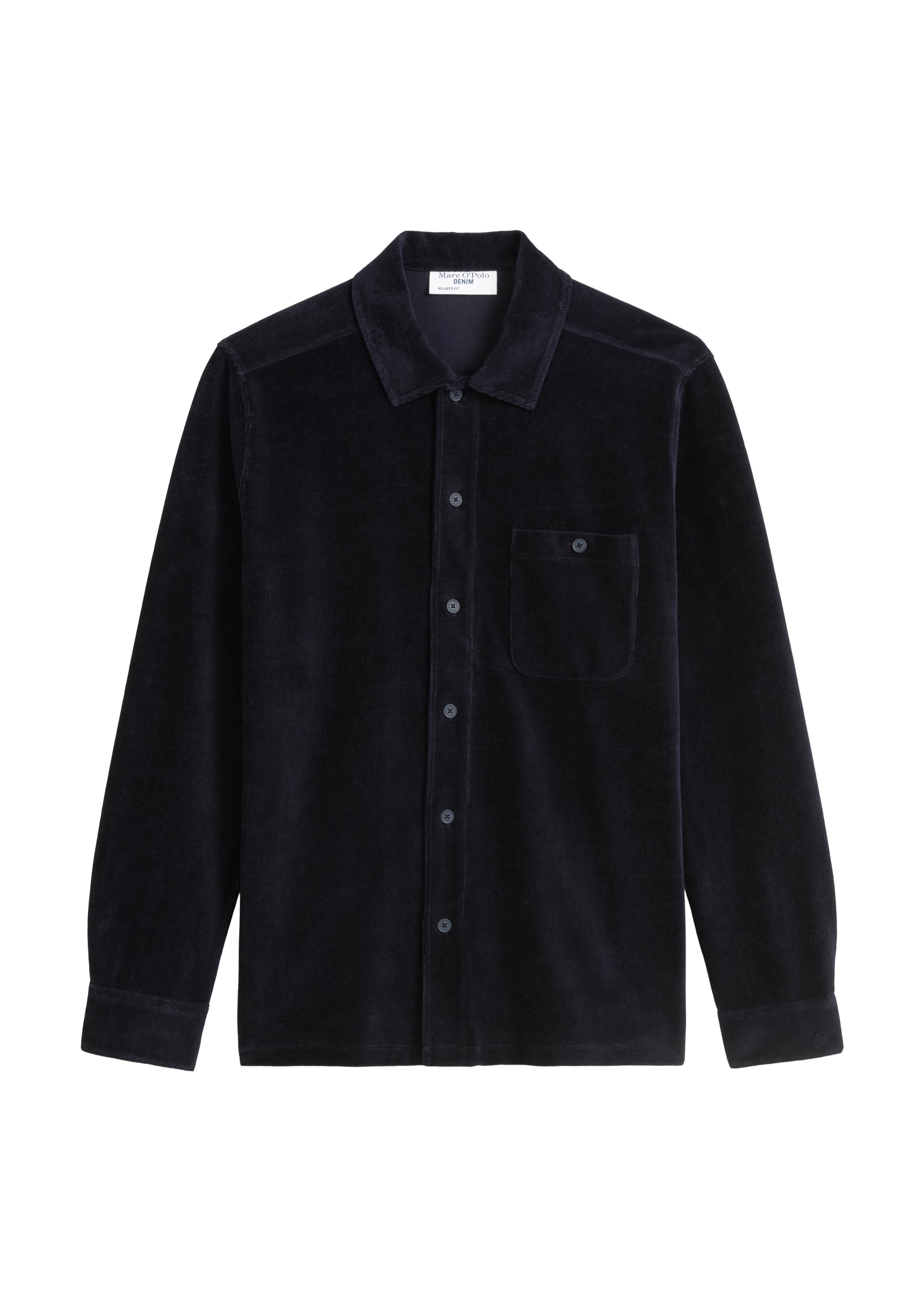 Marc O'Polo DENIM Langarmshirt, aus softem Frottee-Cord, relaxed fit, Kentkragen