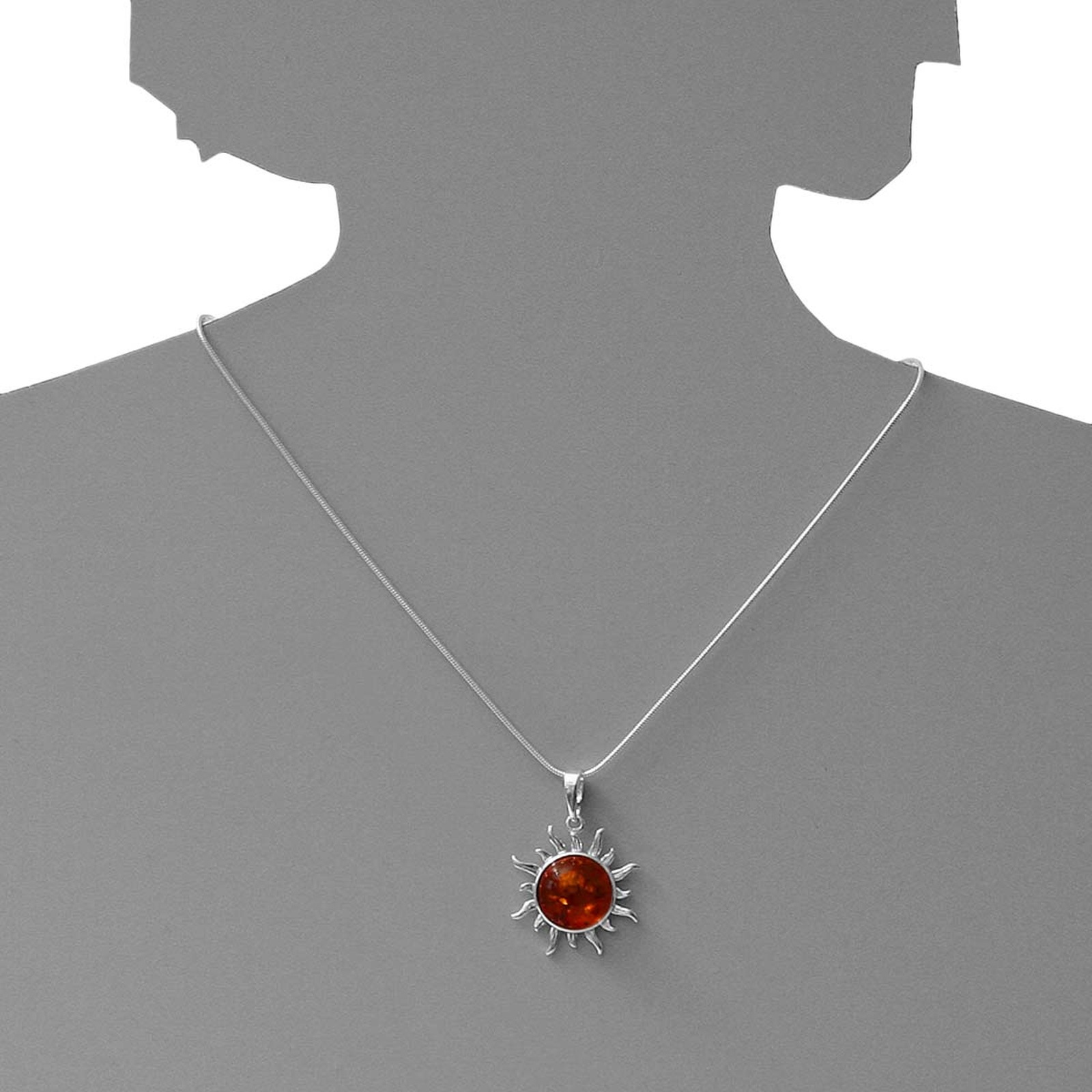 Ostsee-Schmuck Sonne 30mm Pendant White Silver 925 2