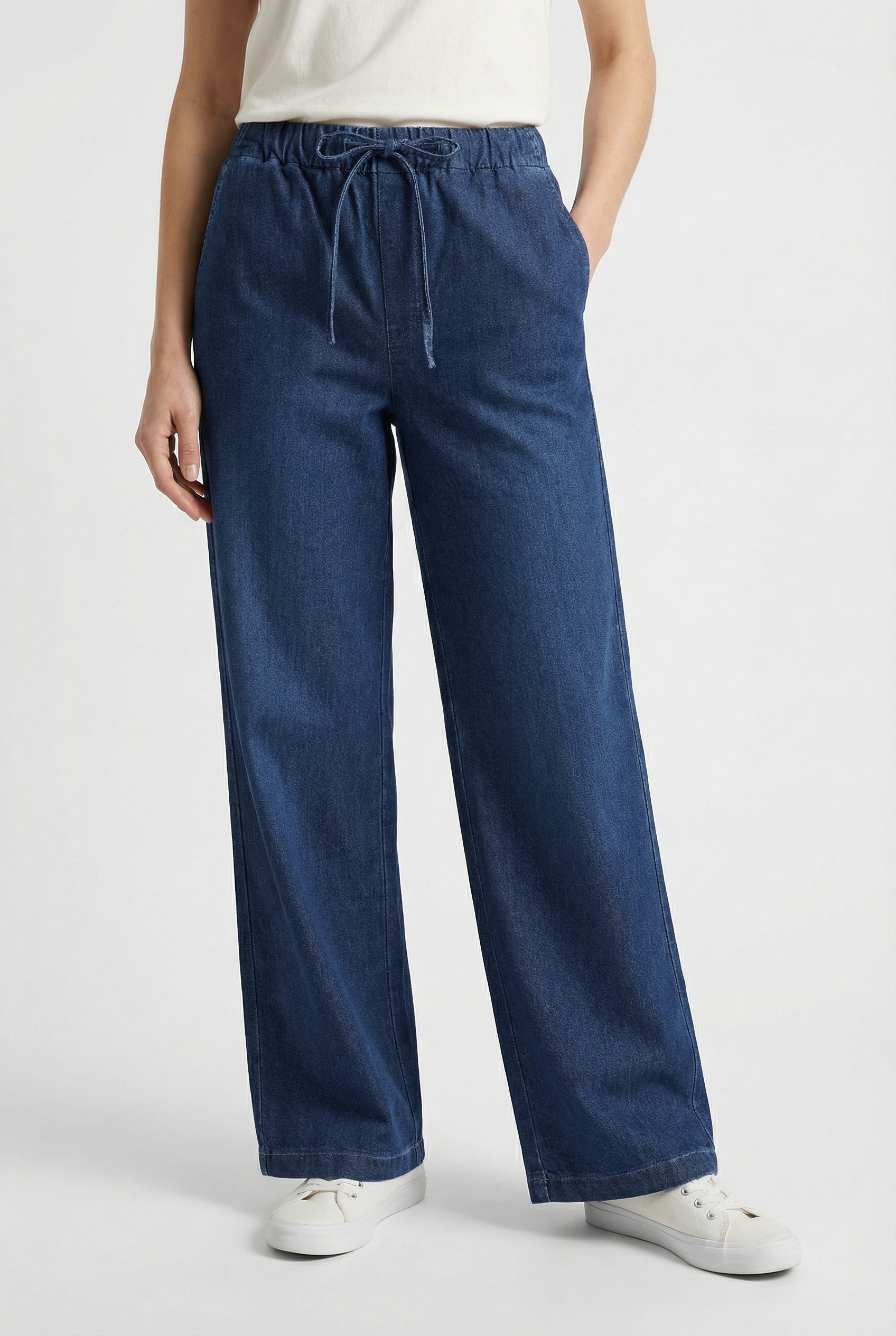 Weite Jeans MAC "WIDE EASY", Damen, Gr. 38, Länge 30, schwarz cobalt blau used, Denim/Jeans, Obermaterial: 68% Baumwolle, 28% Polyester, 4% Elasthan, unifarben, weit knöchellang, Jeans, mit elastischem Bund