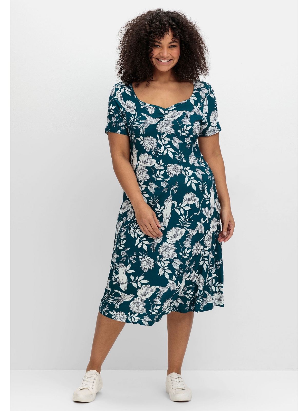 sheego by Joe Browns Jerseykleid "Große Größen", mit Blumendruck und Herzau günstig online kaufen