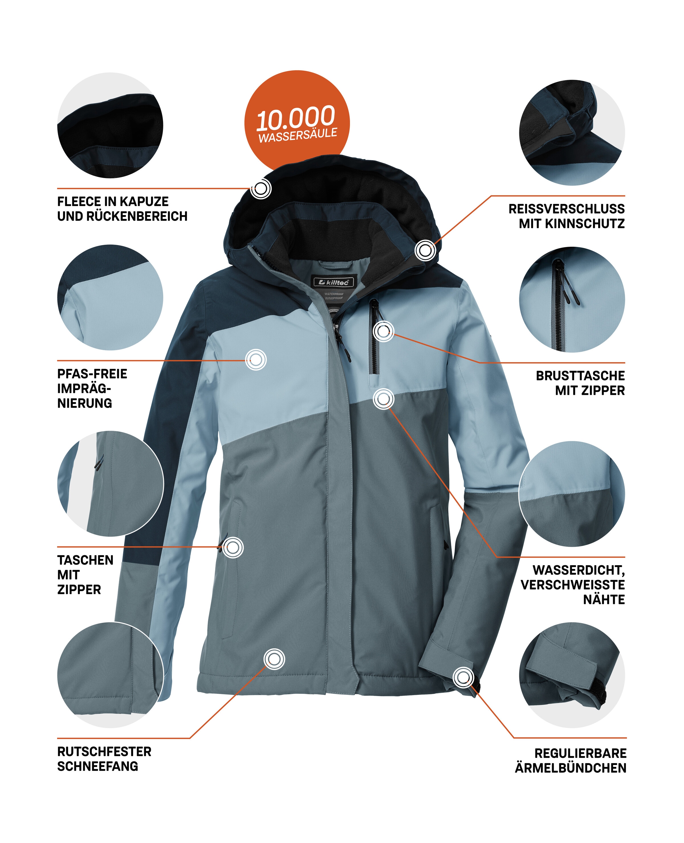Killtec Funktionsjacke »KOW 218 GRLS JCKT«, Winddichte, wasserdichte Kinderjacke mit verstellbarer Kapuze
