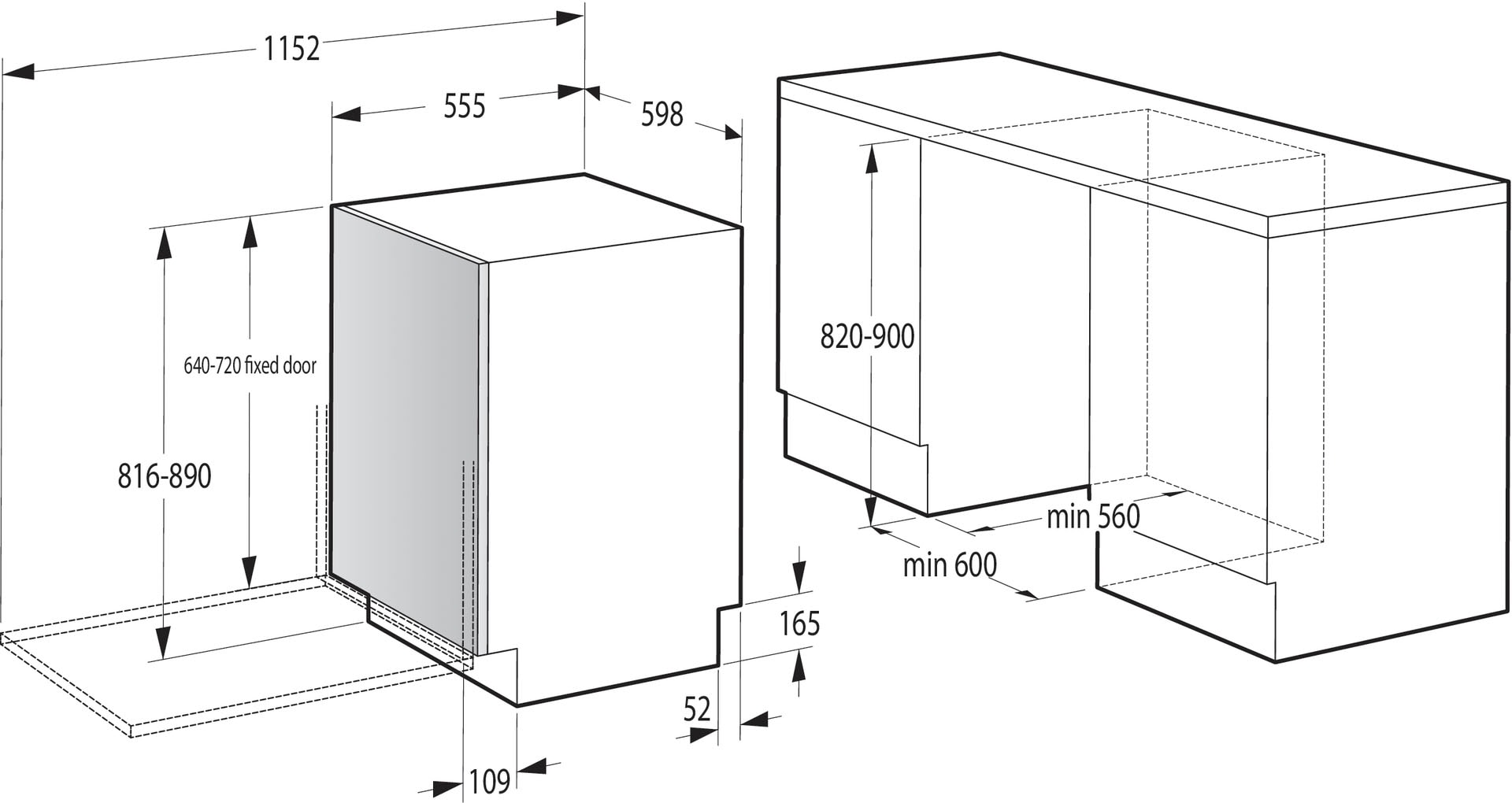 GORENJE vollintegrierbarer Geschirrspüler, GV663C60, 16 Maßgedecke