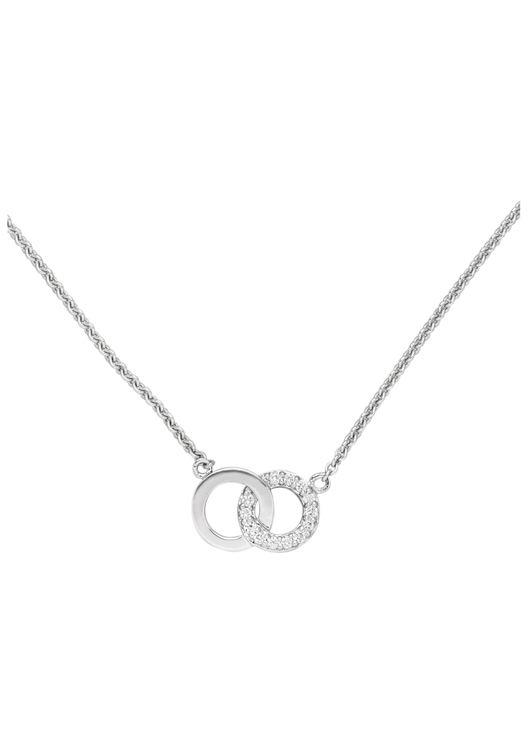 JOBO Collierkettchen, 585 Weißgold mit 13 Diamanten