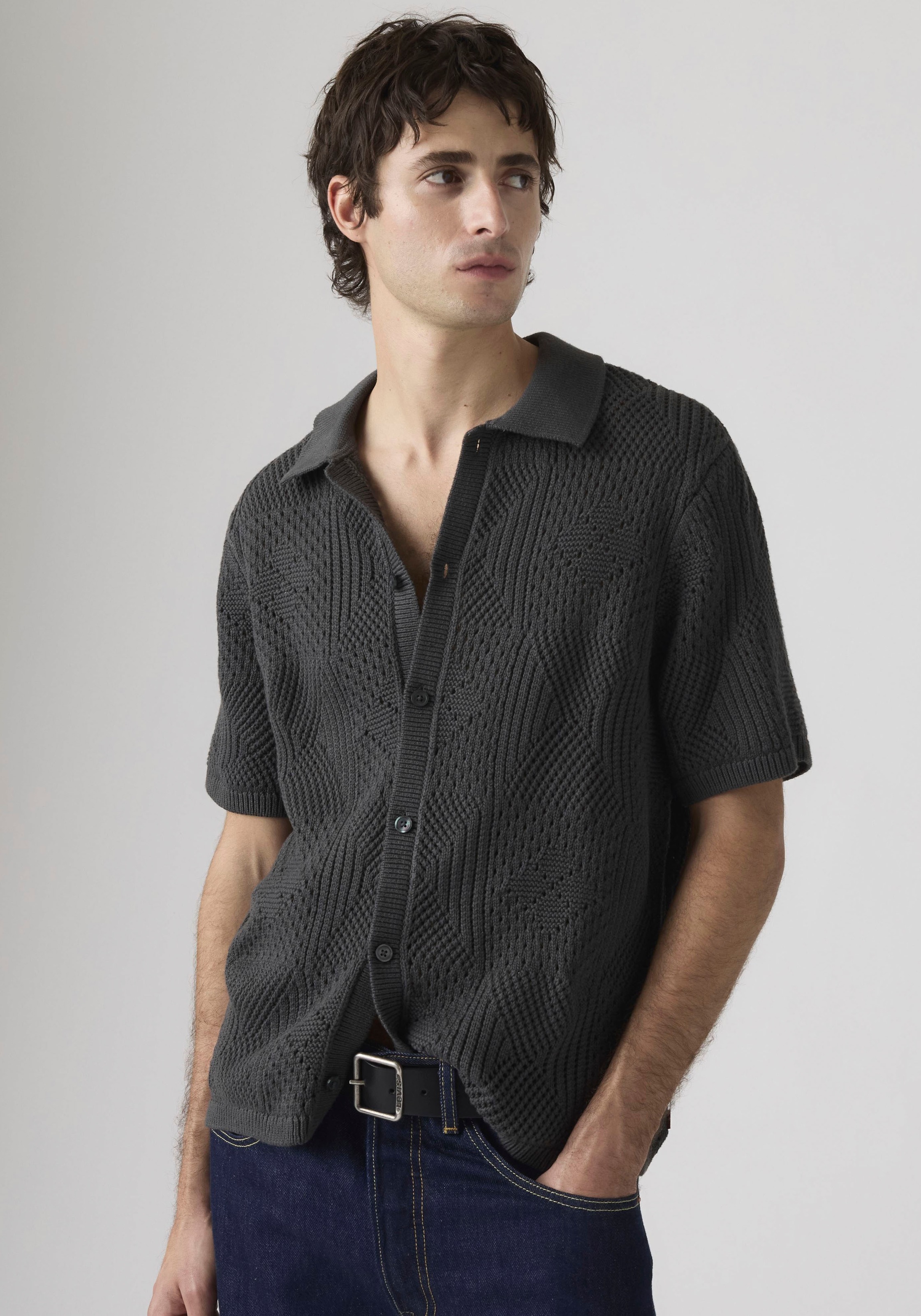 Levis Strickpullover "SWEATER CAMP SHIRT" mit Strickmuster günstig online kaufen