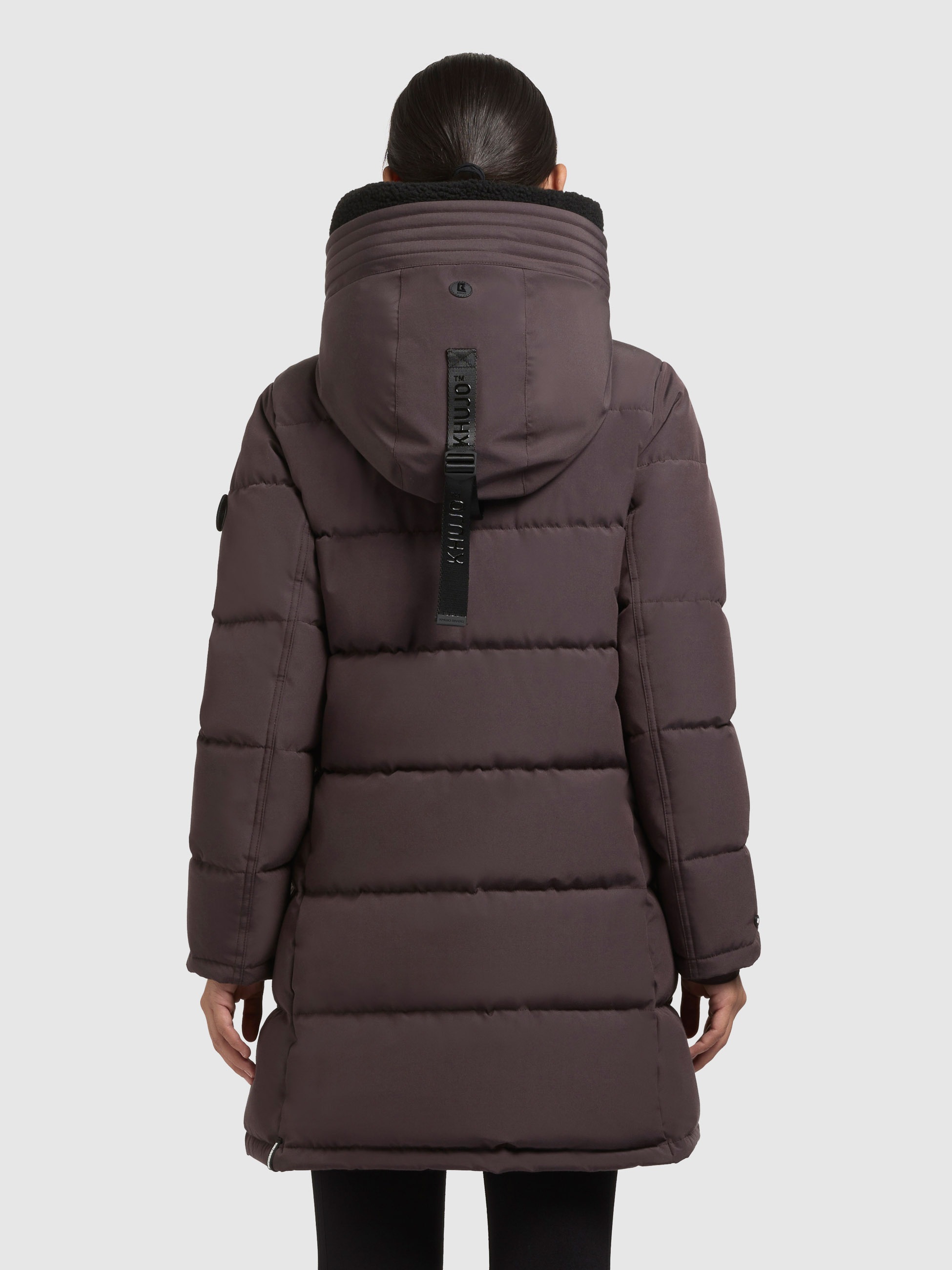 Steppmantel KHUJO "KELSI", Damen, Gr. XS, moody plum, Canvas, 85% Polyester, 15% Baumwolle, unifarben, eingesetzt Rippbündchen mit Windstopper, Mäntel Steppmantel 3