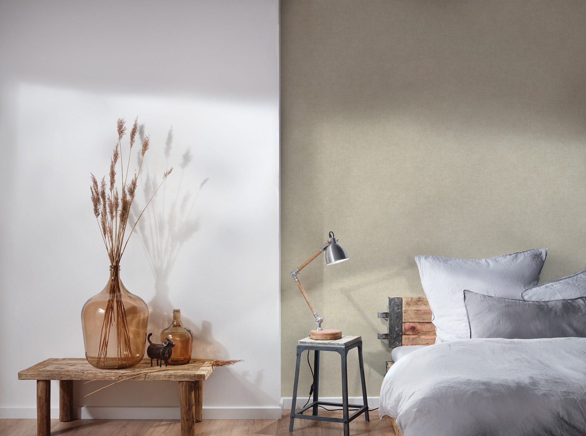 living walls Vliestapete »Smart Surfaces einfarbige Tapete Unitapete Struktur-Optik Landhaus«, matt, Vliestapete Textil-Optik für Schlafzimmer Küche Wohnzimmer Uni Design