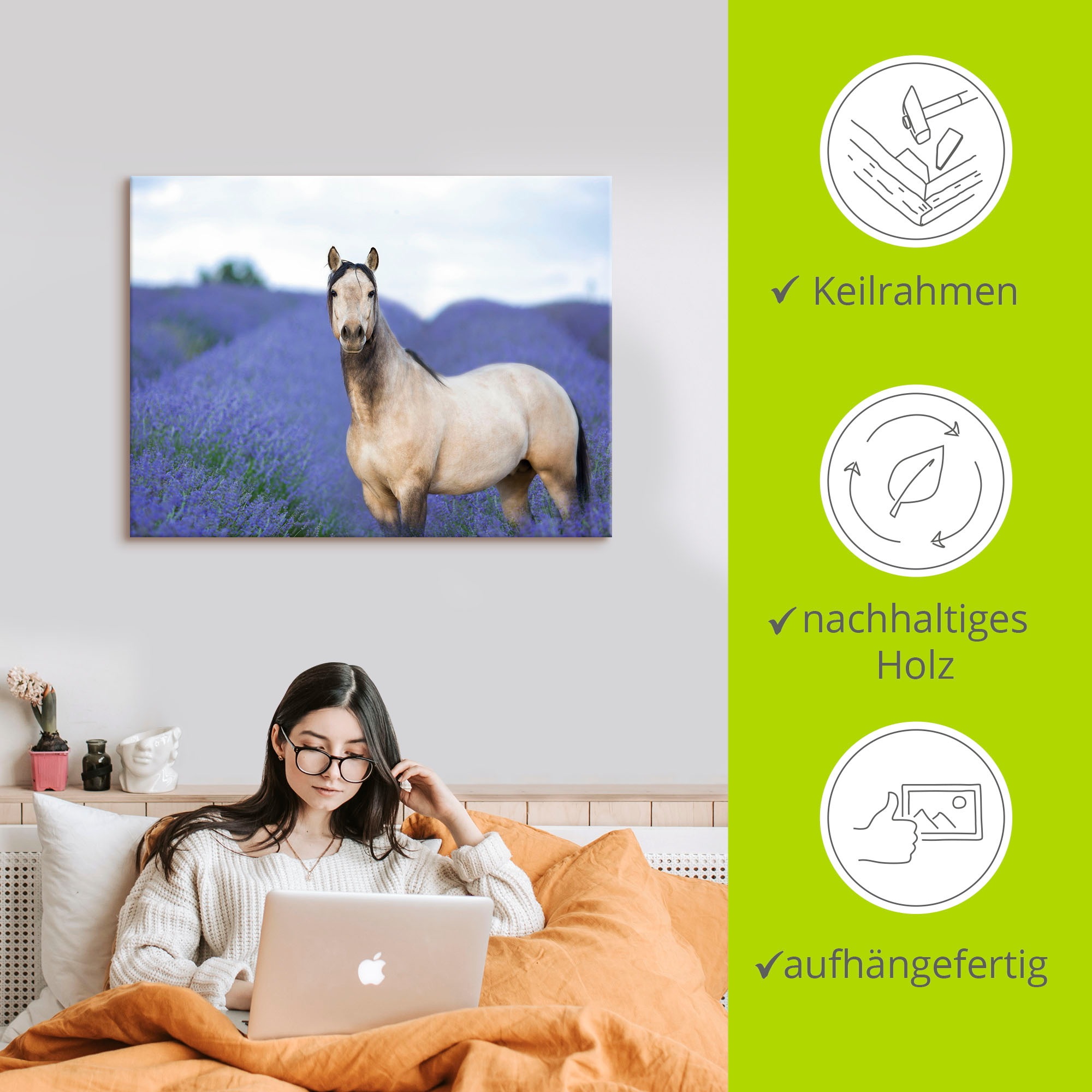 Artland Wandbild »Pferd und Blumen III«, Haustiere, (1 St.), als Leinwandbild, Poster in verschied. Größen
