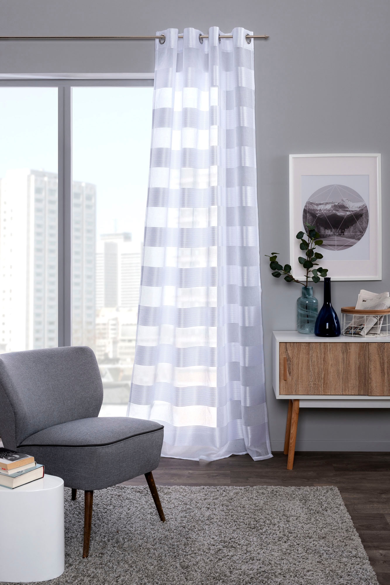 decolife Vorhang »Ella«, (1 St.), HxB: 245x135, Ösen-Vorhang mit Querstreifen