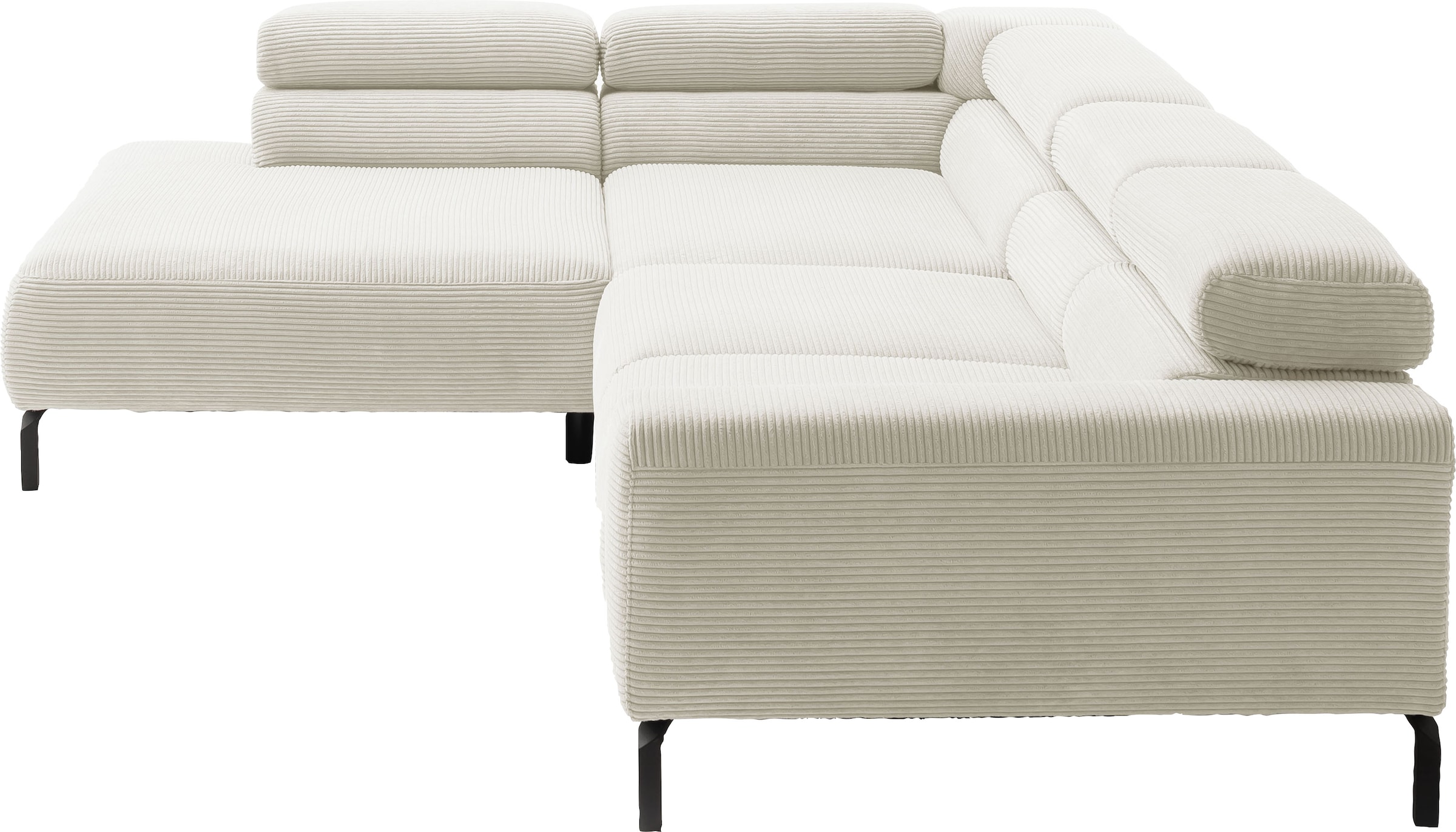 Places of Style Ecksofa »Antonelli, L-Form, inkl. Kopfteilverstellung, Breite 312 cm«, mit elektrischer Sitztiefenverstellung, in Cord, weiß