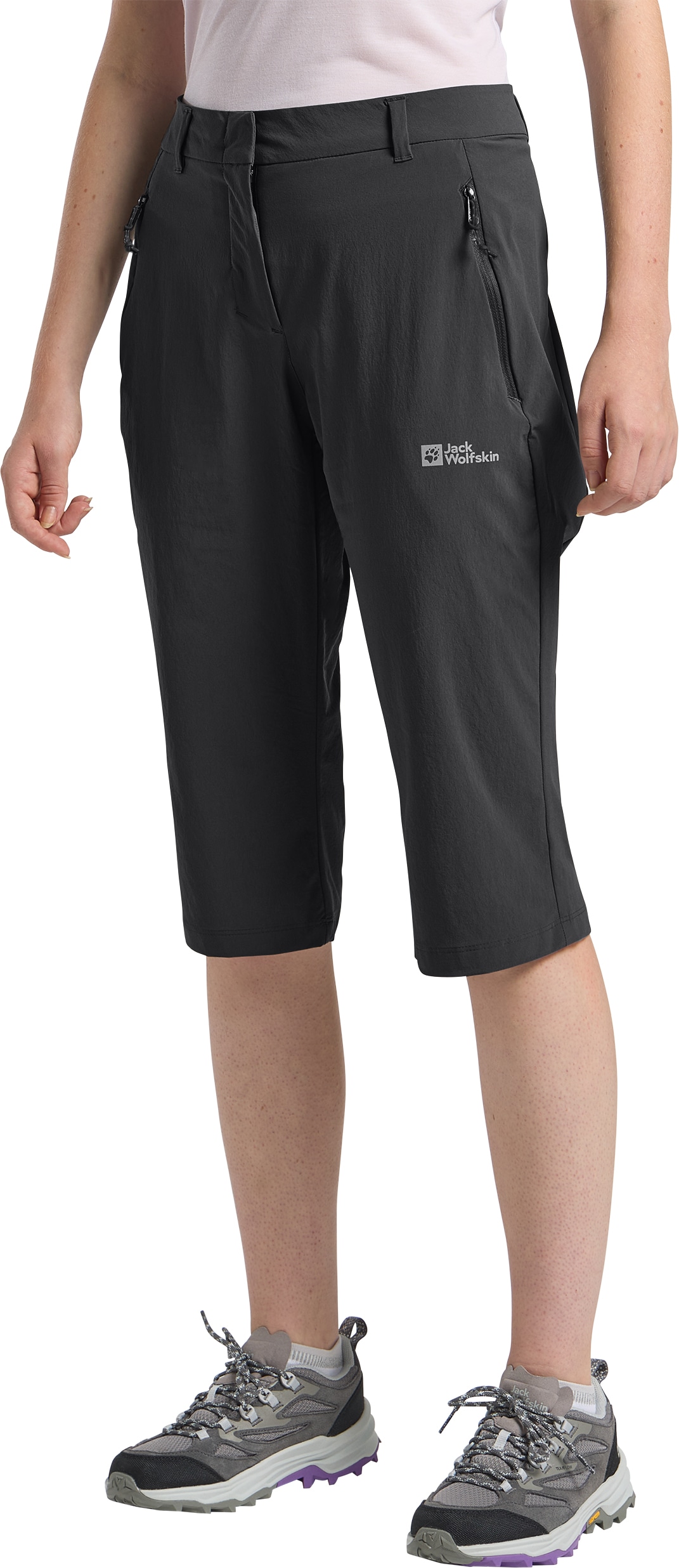 Jack Wolfskin 3/4-Hose "HIKEOUT" mit 2 Hüfttaschen, atmungsaktiv, schnell trocknend, wasserabweisend