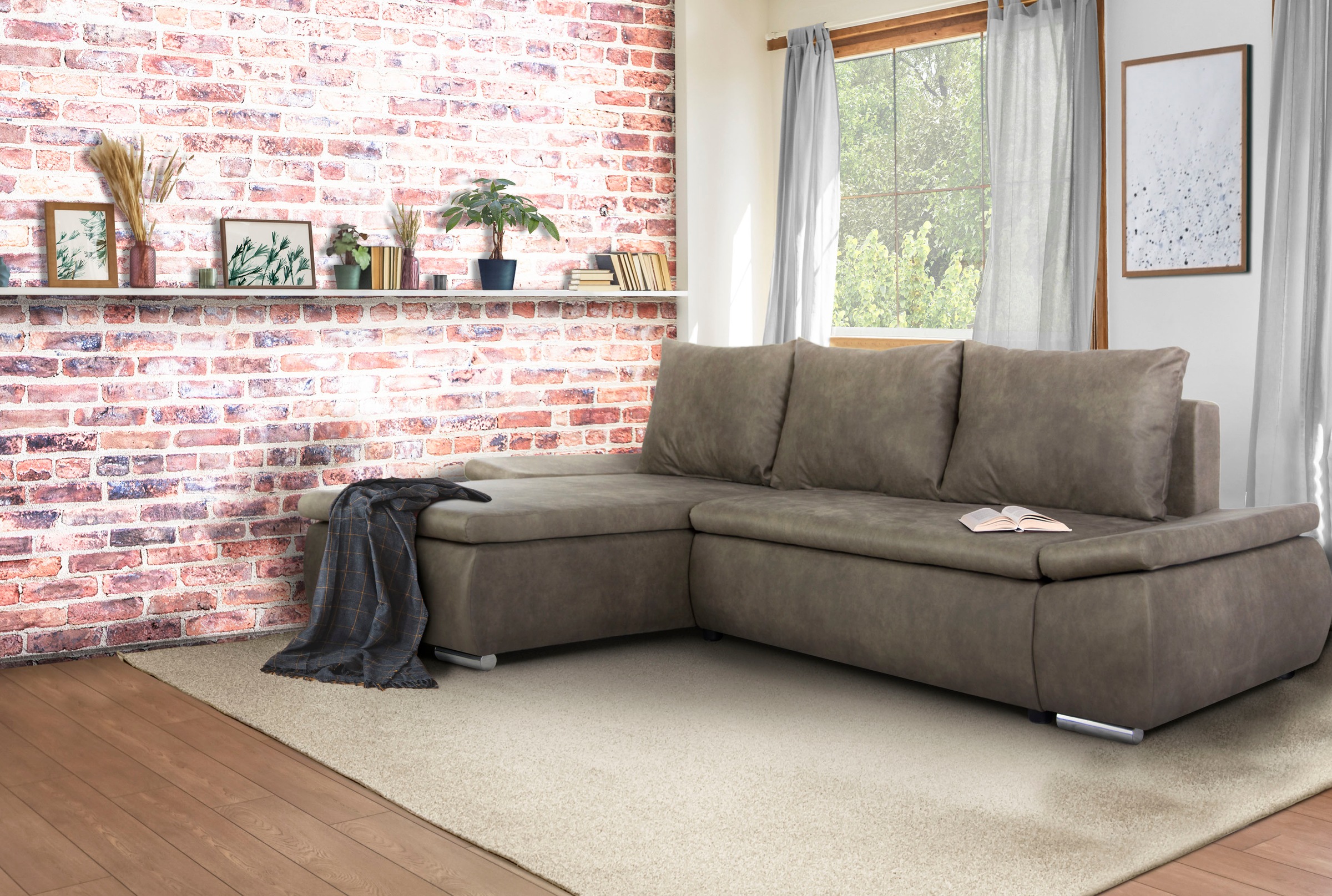 Home affaire Ecksofa "Acra L-Form", mit Bettfunktion und Bettkasten, in Mat günstig online kaufen