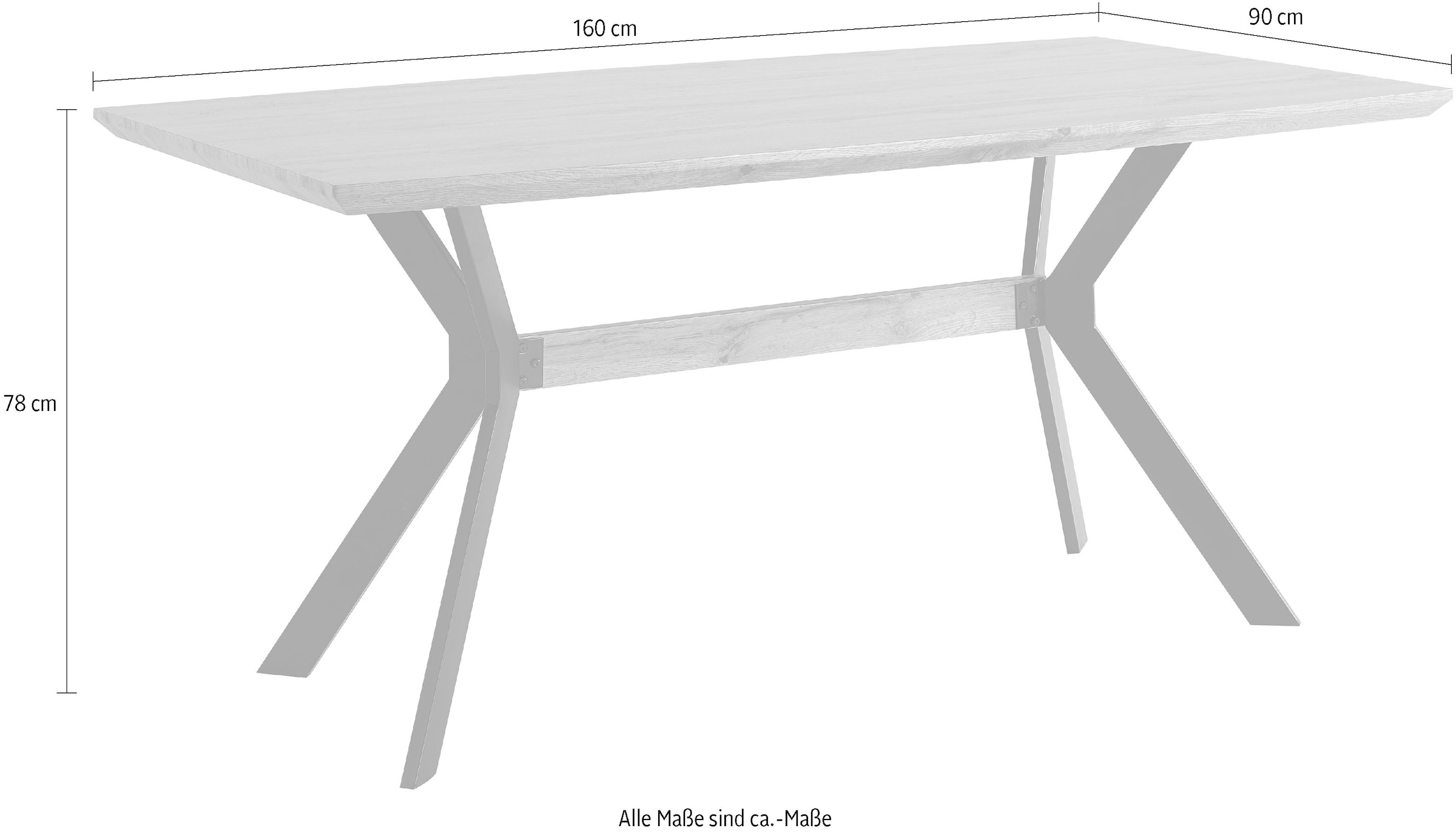 Home affaire Esstisch »Aage«, Eiche-Dekor, Breite 160 cm