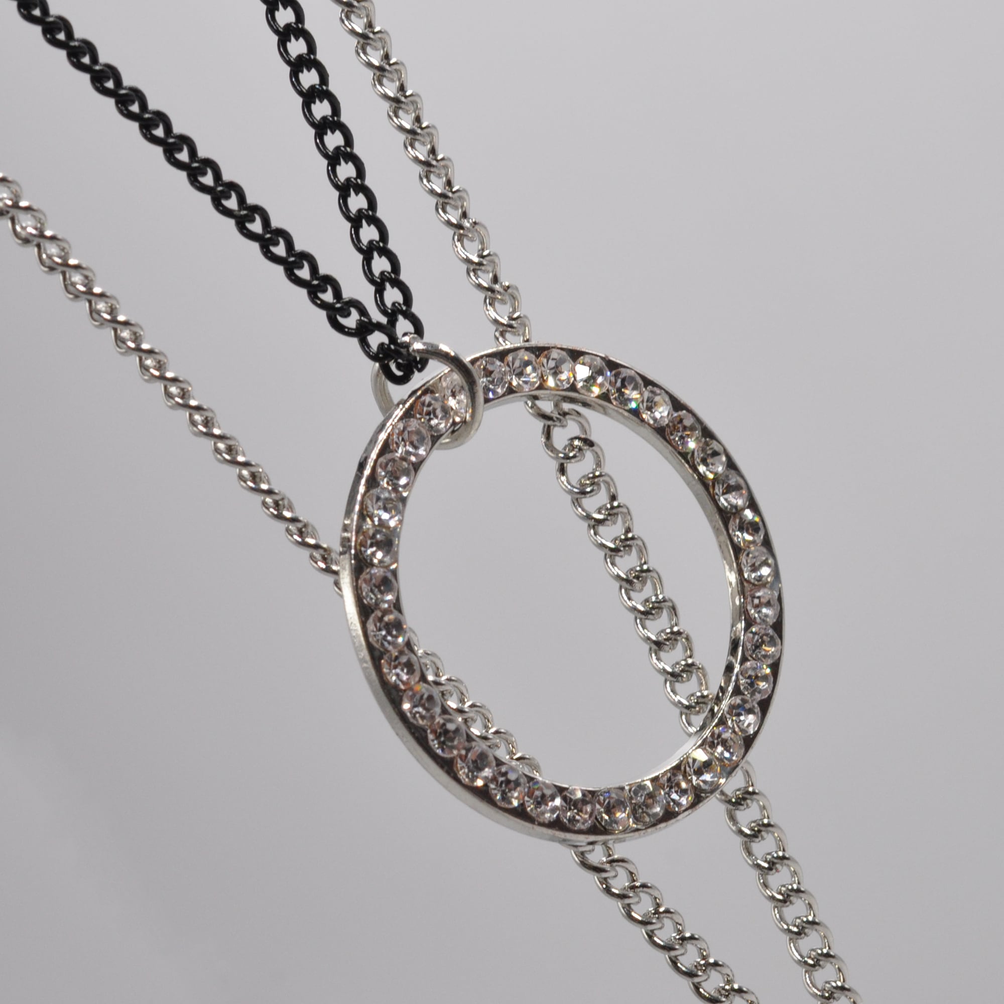 Steuer Kette mit Anhänger »Metall zweifarbig Glasstein weiß«