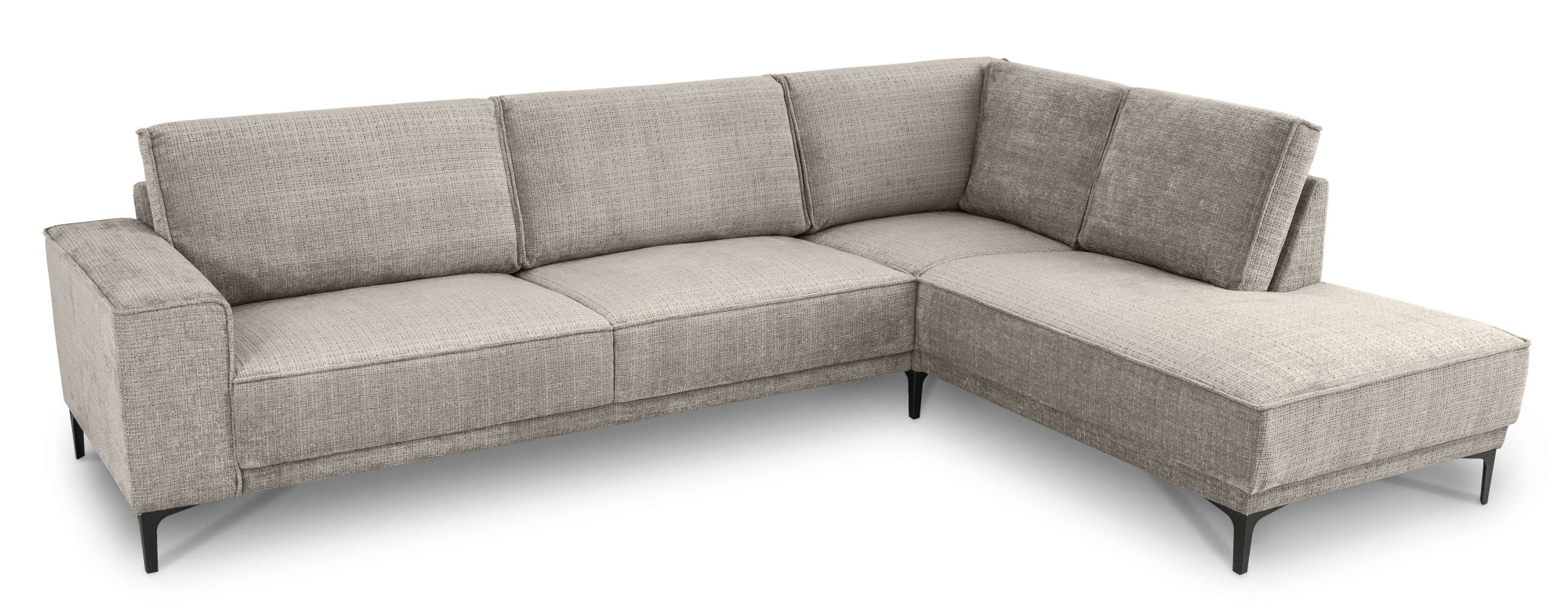 Places of Style Ecksofa »Polsterecke Oland, Struktur, Flachgewebe, Luxus-Microfaser, Boucle«, L-Form, 289 cm, Wellenunterfederung, Skandi-Design, Metallfüße