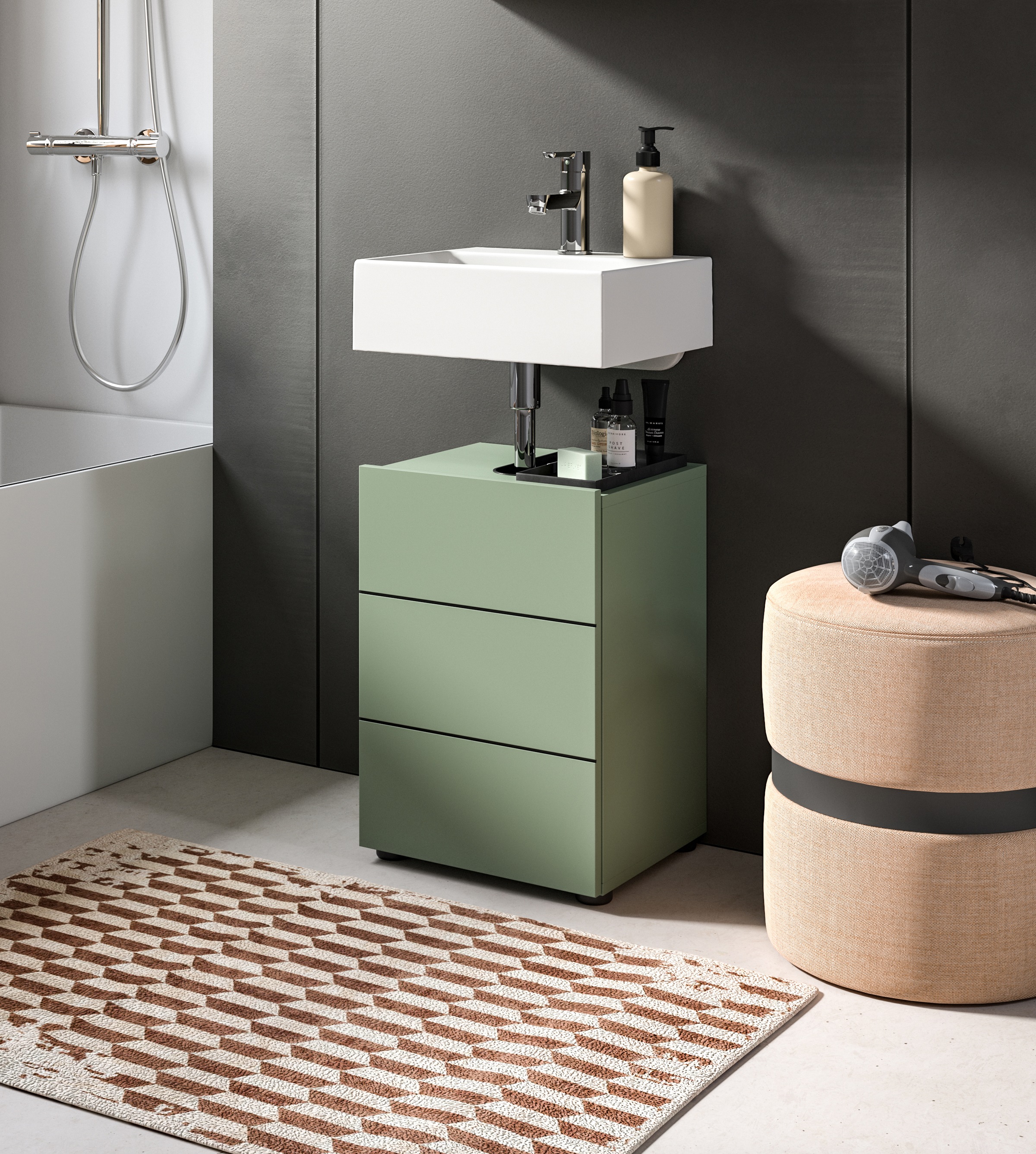 welltime Waschbeckenunterschrank "BIEL, Breite: 38 cm, 1 Tür, 2 Fächer, Sip günstig online kaufen