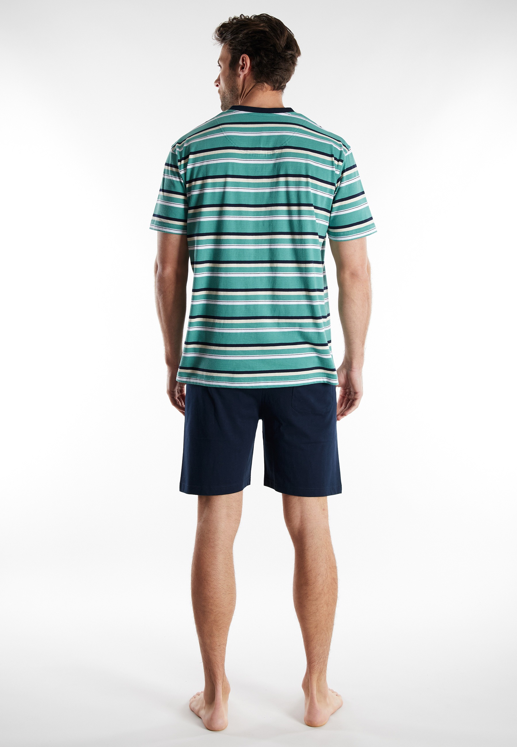 GÖTZBURG Shorty »Edingburgh« gestreift, kurz, Rundhalsausschnitt, mit Knopfleiste, Baumwolle