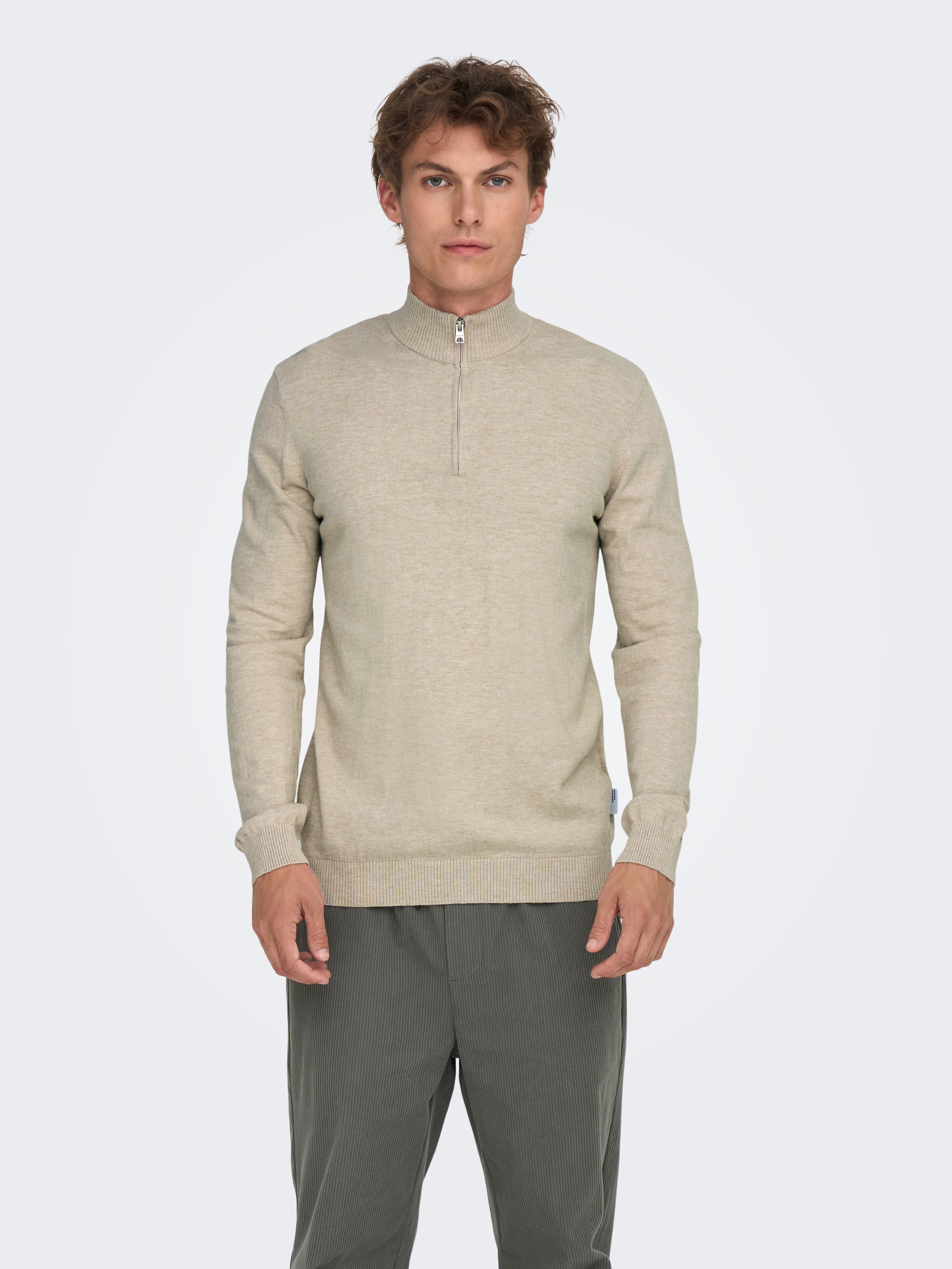 ONLY & SONS Troyer "ONSLOUI REG 12 MEL HALF ZIP KNIT NOOS" günstig online kaufen
