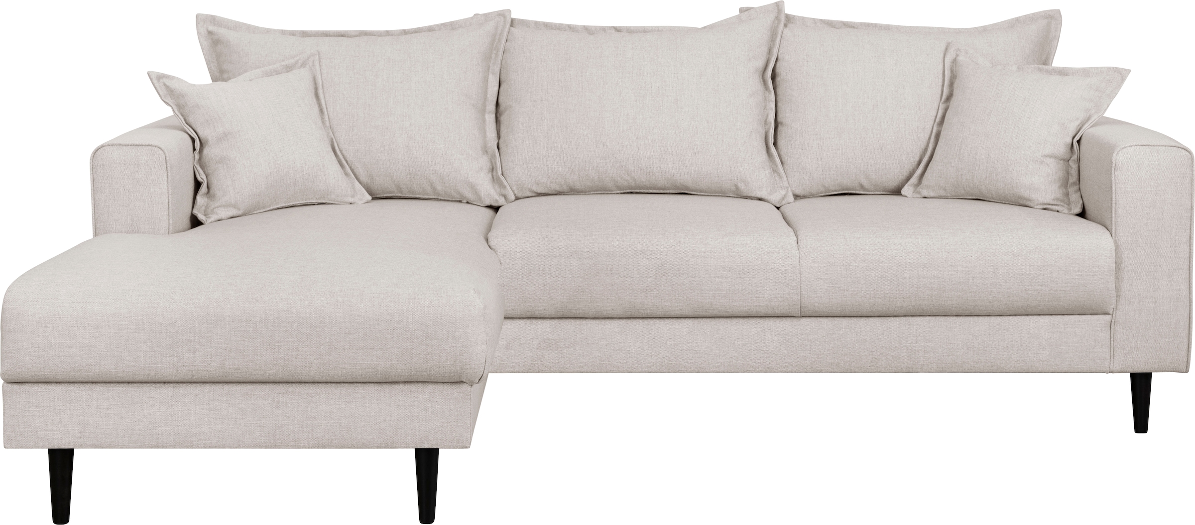 Home affaire Ecksofa »VEYRAS L-Form, hoher Sitzkomfort, Maße B/T/H: 230/150/76 cm«, mit Wellenunterfederung, incl. Rückenkissen und Zierkissen