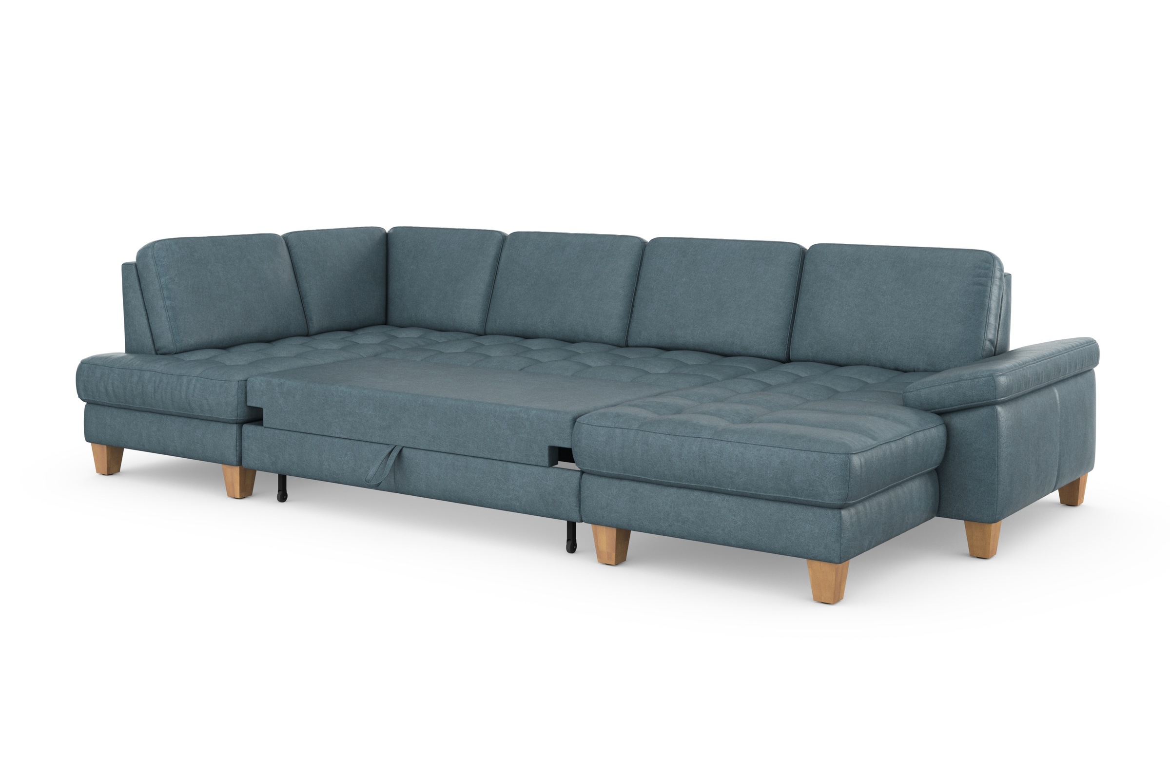 Wohnlandschaft SIT & MORE "Westham U-Form", bunt (graublau), B:338cm H:88cm T:172cm, 100% Polyester, Sofas, Wohnlandschaft, wahlweise mit Bettfunktion, Bettkasten, Sitztiefenverstellung 9