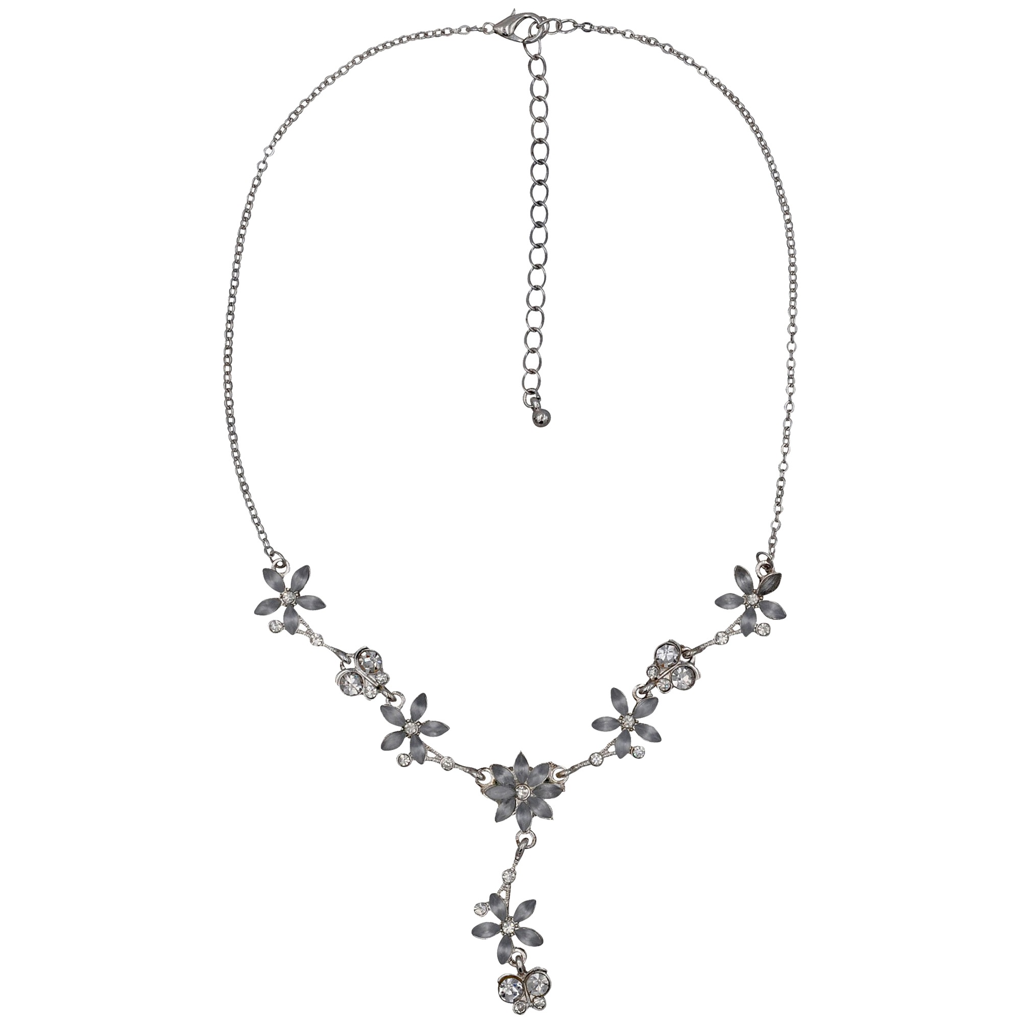 Steuer Collierkettchen »Metall Y-Collier silberf. Mit Blumen und Schmetterlingen«