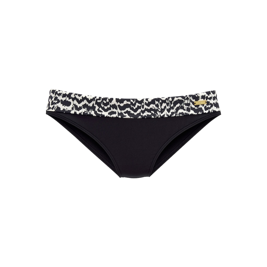 Marken LASCANA LASCANA Bikini-Hose »Clara«, mit bedrucktem Umschlagbund schwarz-creme