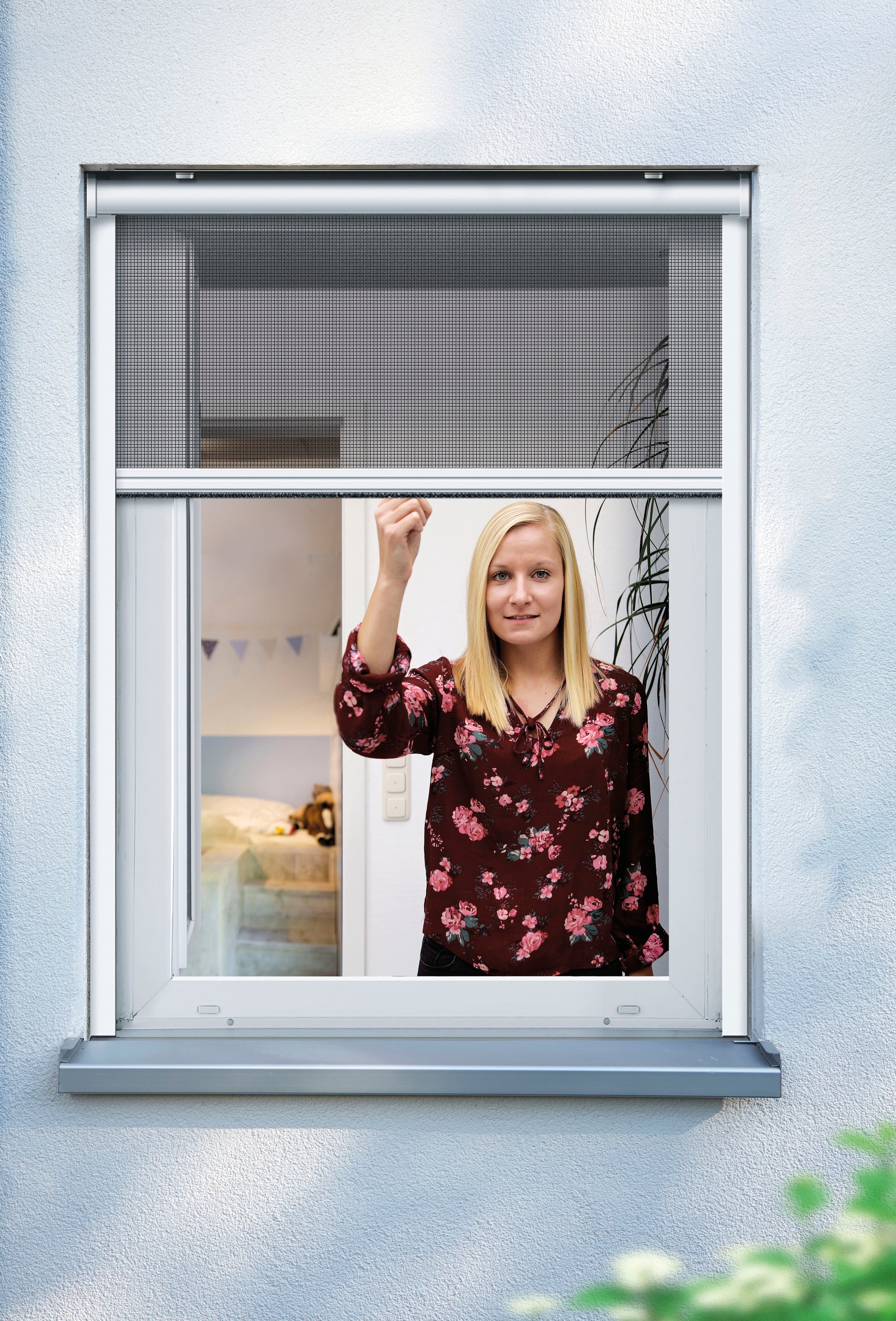 SCHELLENBERG Insektenschutzrollo "für Fenster, Fiberglas Fliegengitter mit Aluminium Rahmen", Insektenschutz, mit Bohren