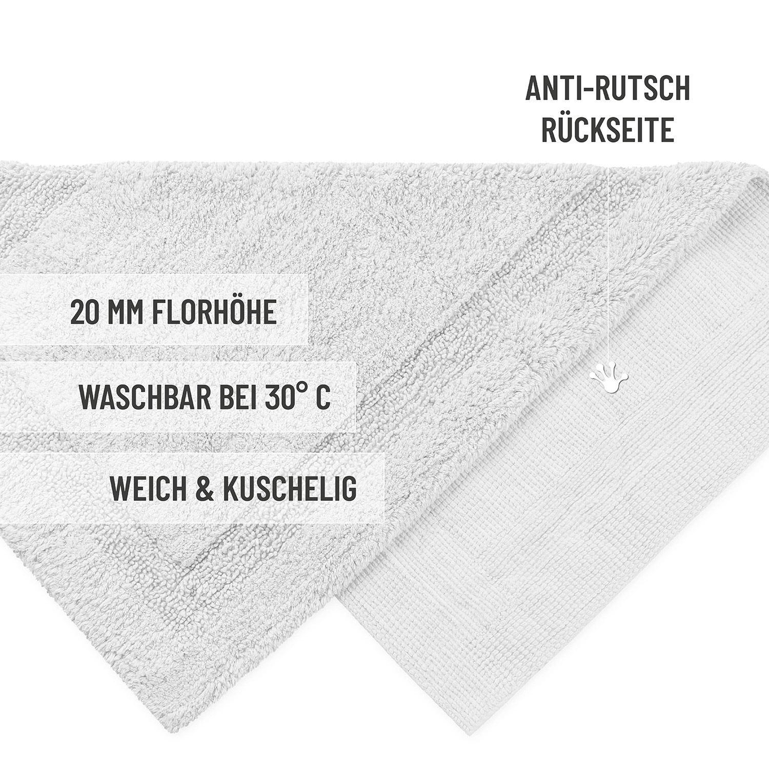 Wecon home Basics Badematte »Knut« Höhe 20 mm waschbar, rutschfest, strapazierfähig, pflegeleicht, Bordüre, weich