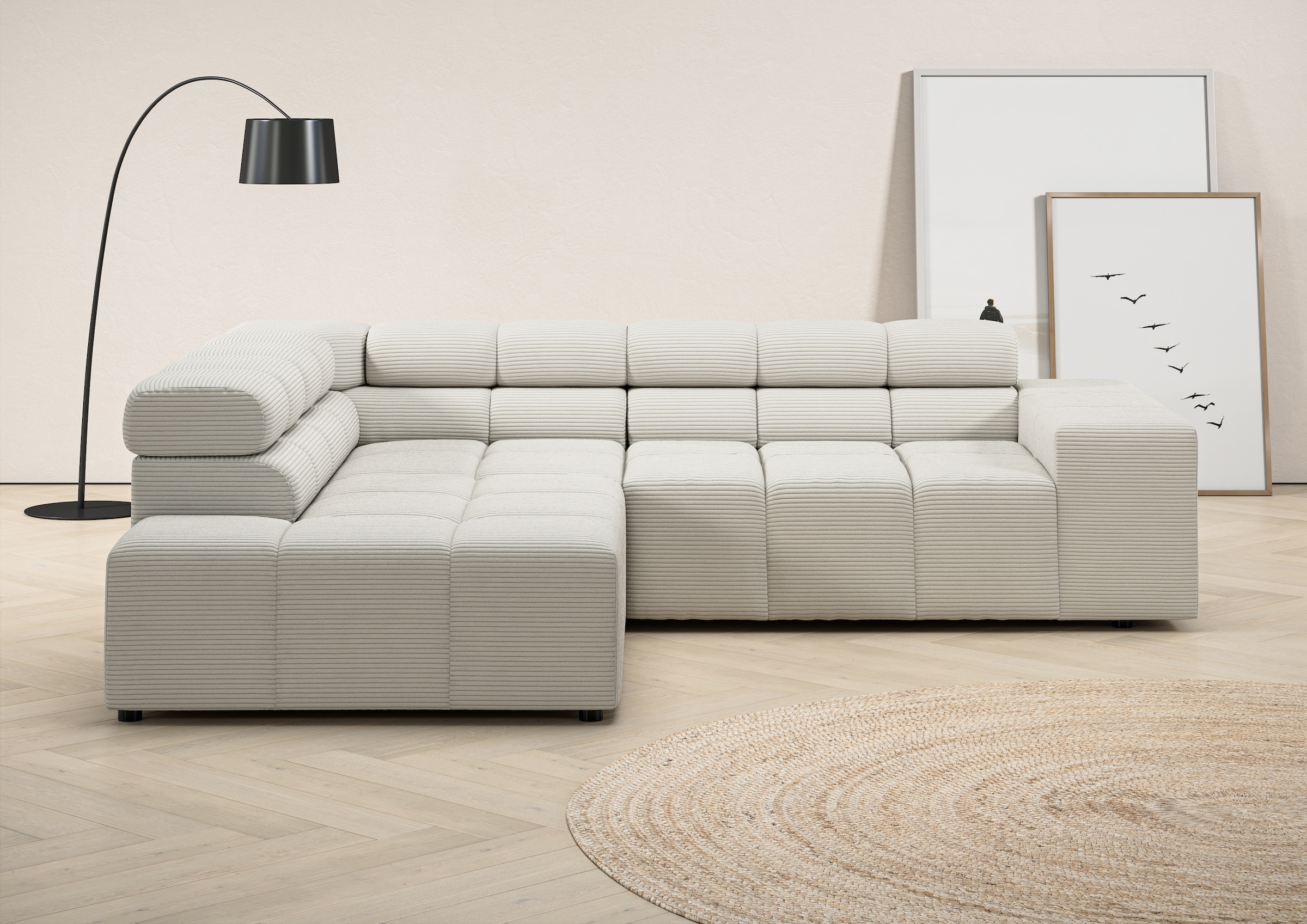 INOSIGN Ecksofa "Ancona, incl. Kopfteilverstellung + 3 Zierkissen, L-Form, günstig online kaufen