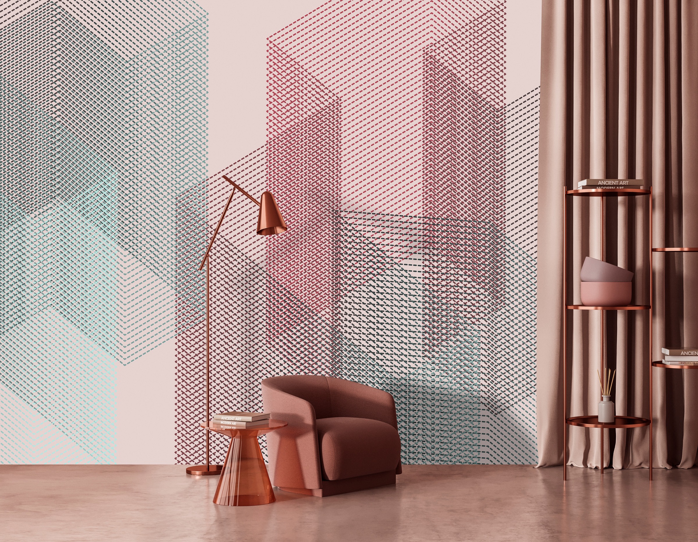 living walls Vliestapete »3D-Tapete Geometrie Rosa Blau Moderne Vliestapete« matt glatt