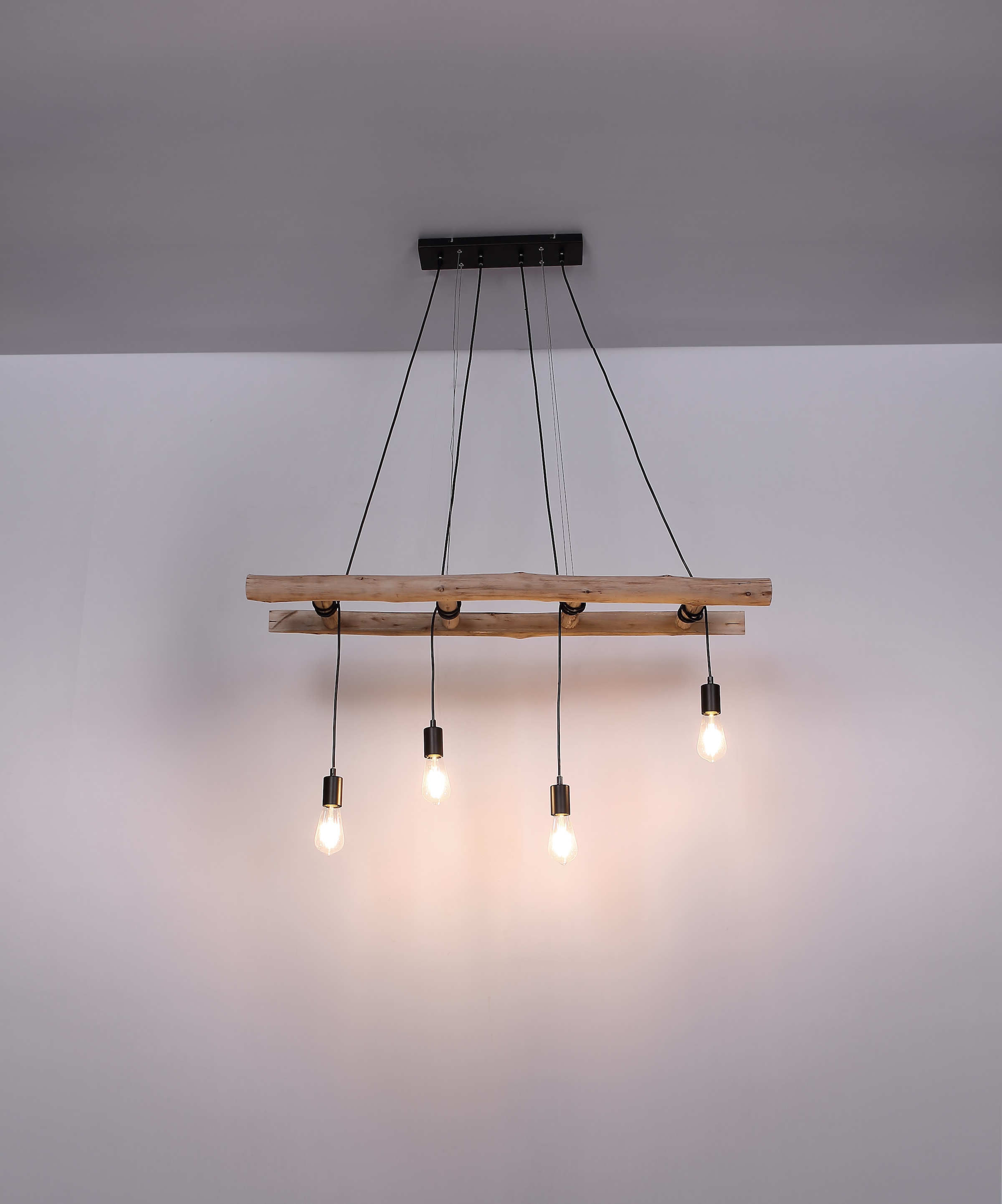 GLOBO LIGHTING Hängeleuchte »IRMGARD« E27 1 Stk. Hängeleuchte Holz/Schwarz, höhenkürzbar, E27