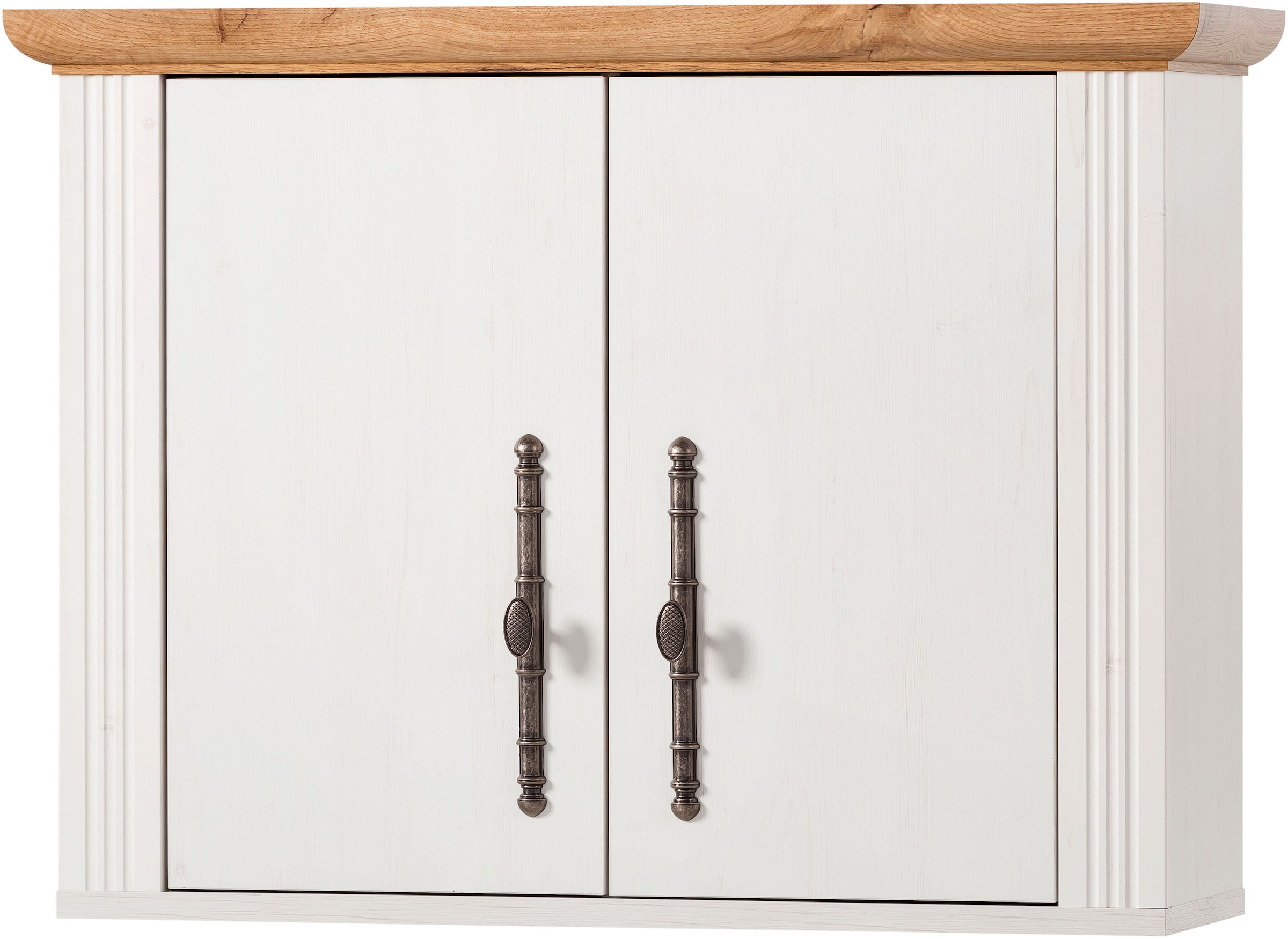 KOCHSTATION Küchenzeile »KS-Westminster, Pantryküche im Landhaus Stil, hochwertige Metallgriffe«, (Set), Breite 164 cm, Kommode, Wandpaneel, Hängeschrank und Herdumbau