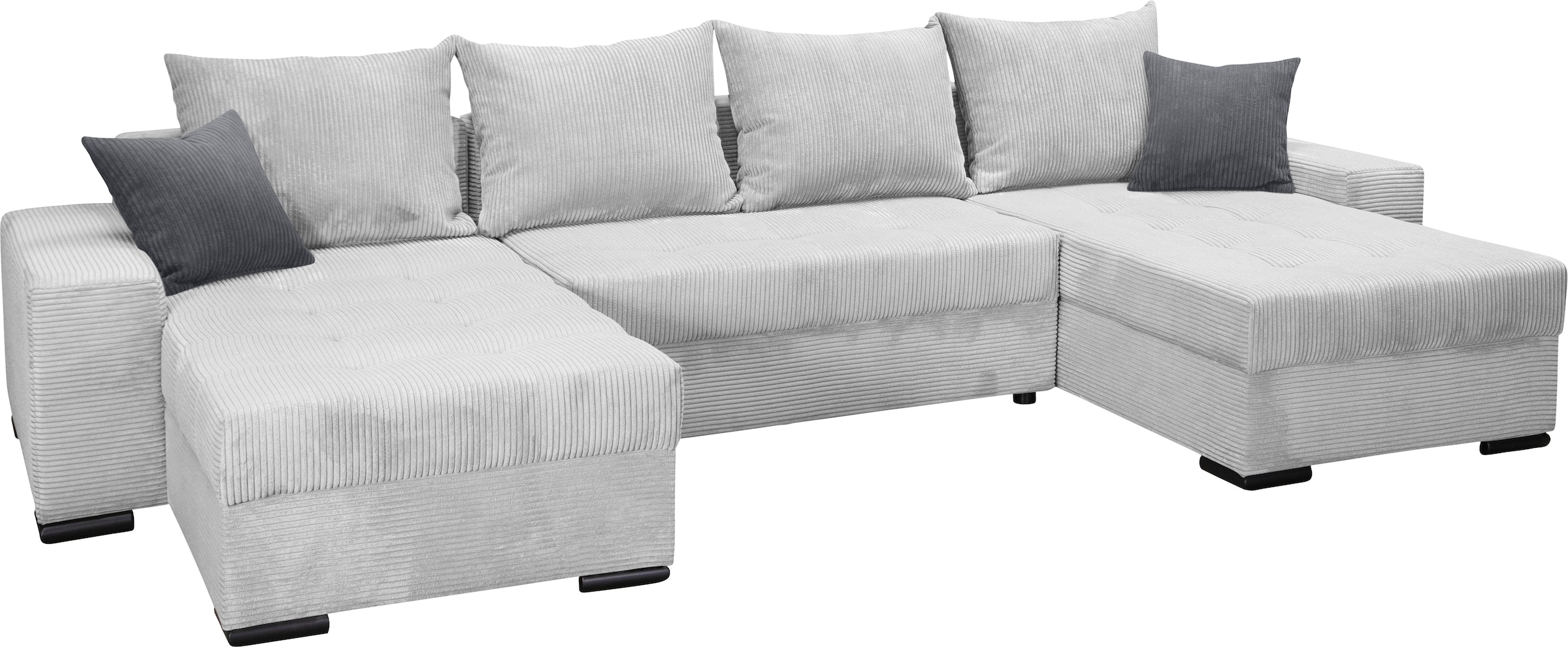 COLLECTION AB Wohnlandschaft »Josy XL U-Form, B: 313 cm in Cord, Cord-Mix« mit Bettfunktion, Bettkasten & 2 Zierkissen, Federkern