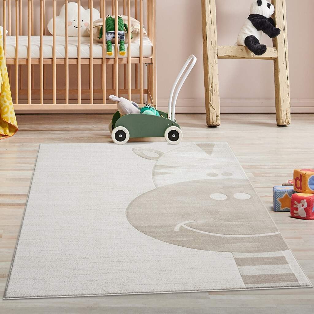 Carpet City Kinderteppich "MARA715", rechteckig, Kinderzimmer Teppich Tiere Beige Spielzimmer