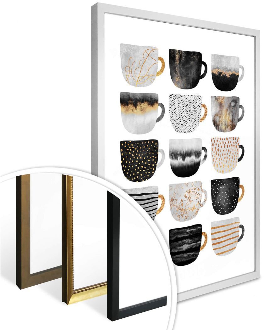 »Kaffeetassen | Poster Besteck, Schwarz kaufen Gold«, & BAUR St.) Wall-Art Geschirr (1