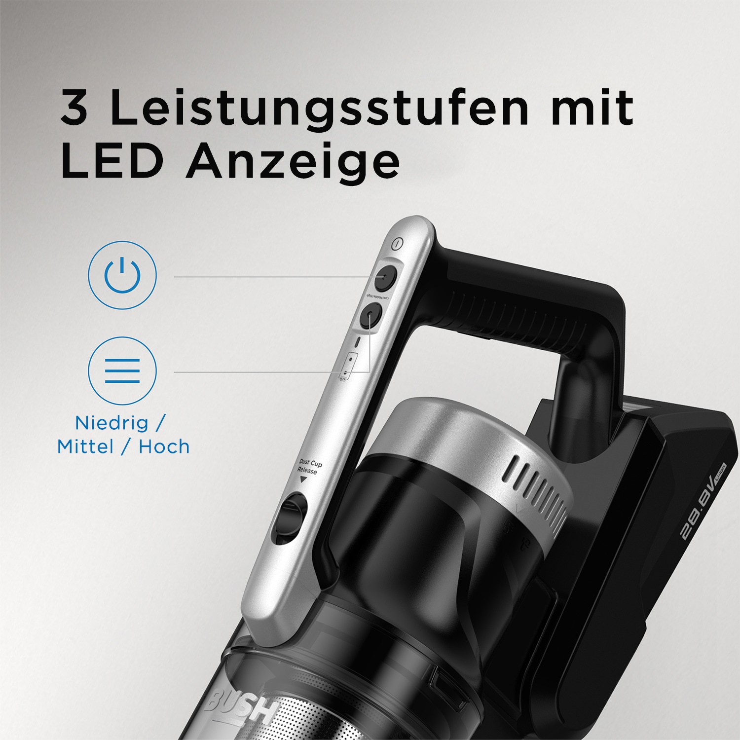 Hanseatic Akku-Hand-und Stielstaubsauger »HVS450BMC Akku Staubsauger, LED Beleuchtung, HEPA H12 Filter«, inkl. Wandhalterung, großes Zubehör, einfache Entleerung