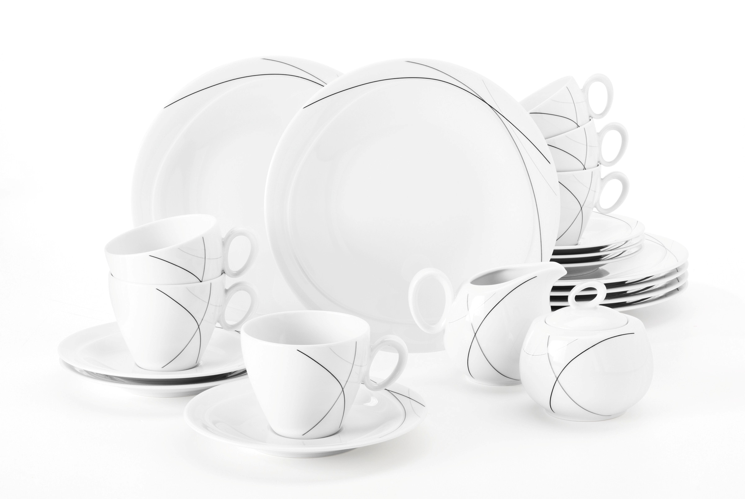 Seltmann Weiden Kaffeeservice "Geschirr-Set, Service Trio Highline" Kaffeeservice, Made in Germany, 20 Teile, für 6 Personen