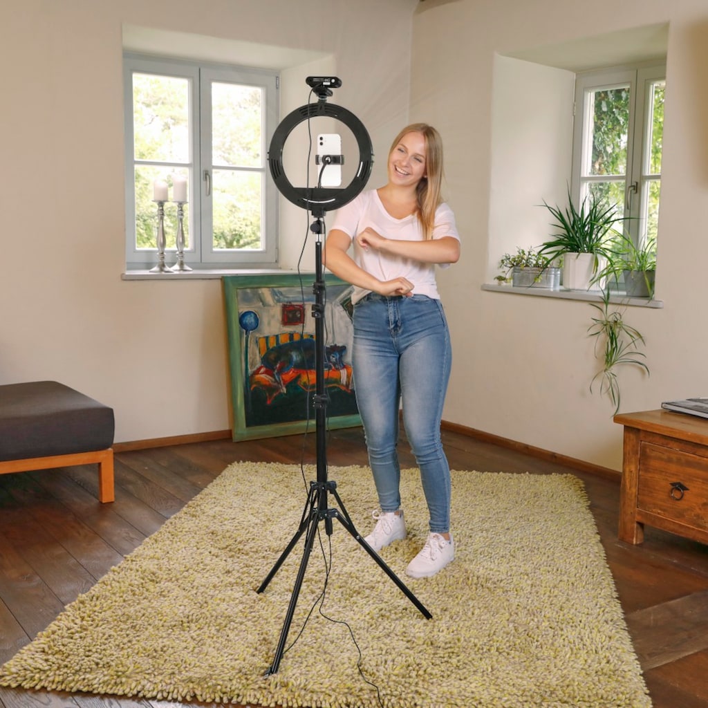 Hama Ringlicht »Handy-Ringlicht mit Stativ für Selfies, Videos (210 cm, 160 LED, 12")«