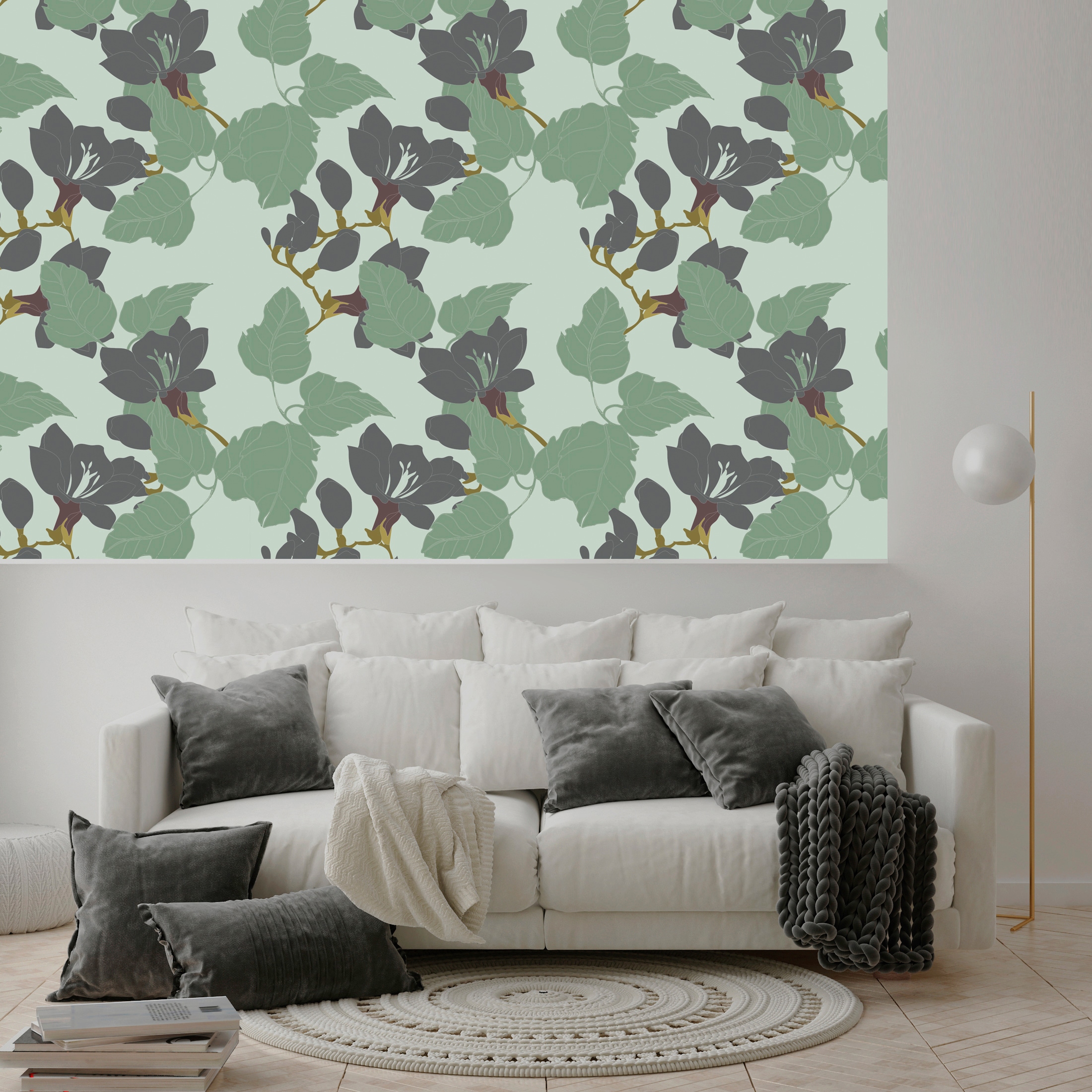 queence Vinyltapete »Robin« Motiv | bedruckt | botanisch | geblümt | gemustert | natürlich glatt 90x250cm, selbstklebend, kinderleichte Anbringung, , Sticker