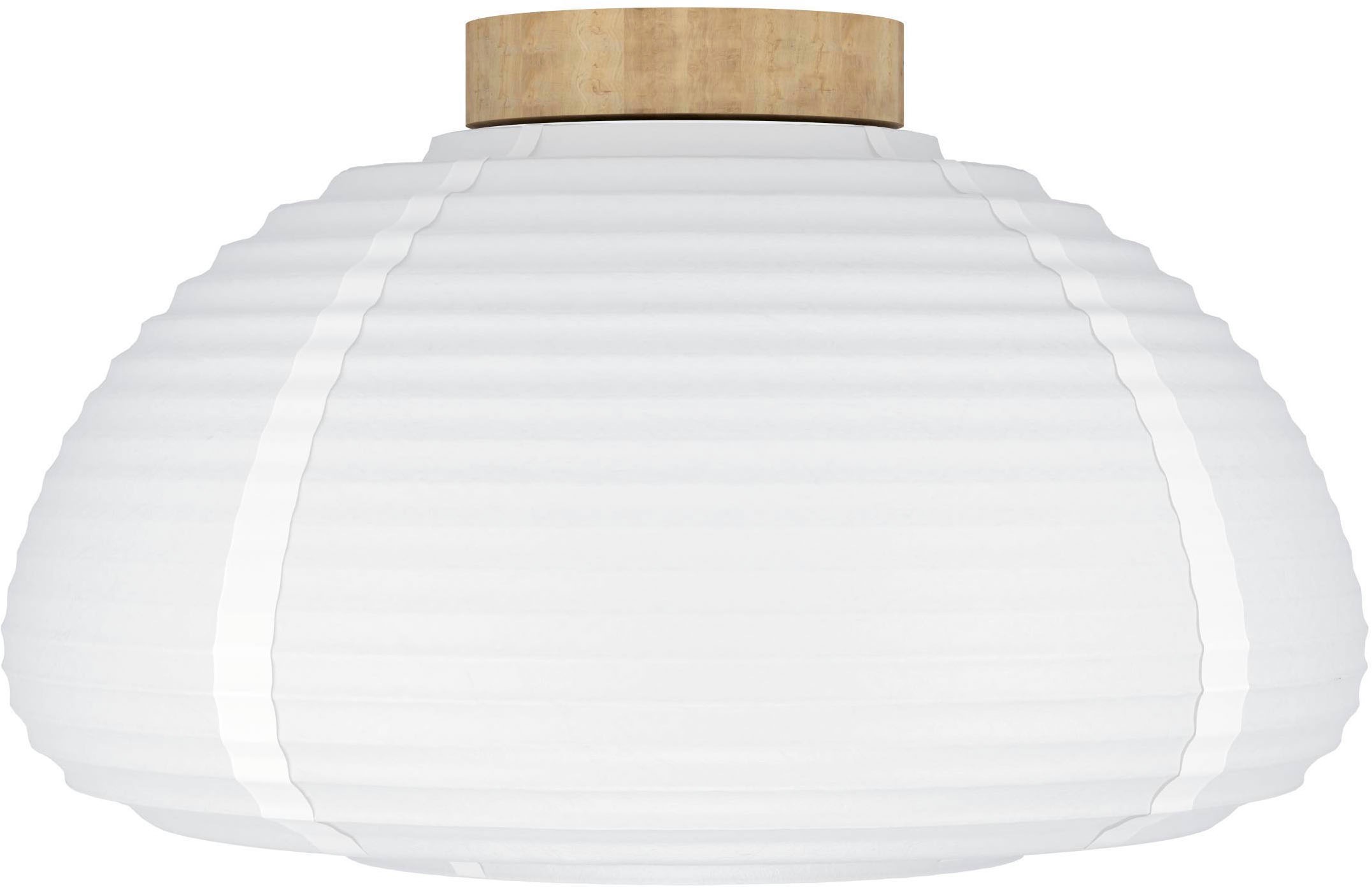 EGLO Deckenleuchte »Summerhill Deckenlampe 1-fach, Japan-Stil, Holz und Papier, Weiß, E27« E27 1 Stk. Wand-/Deckenleuchte - H24,5 x Ø40 cm - braun - 1X40W exkl.