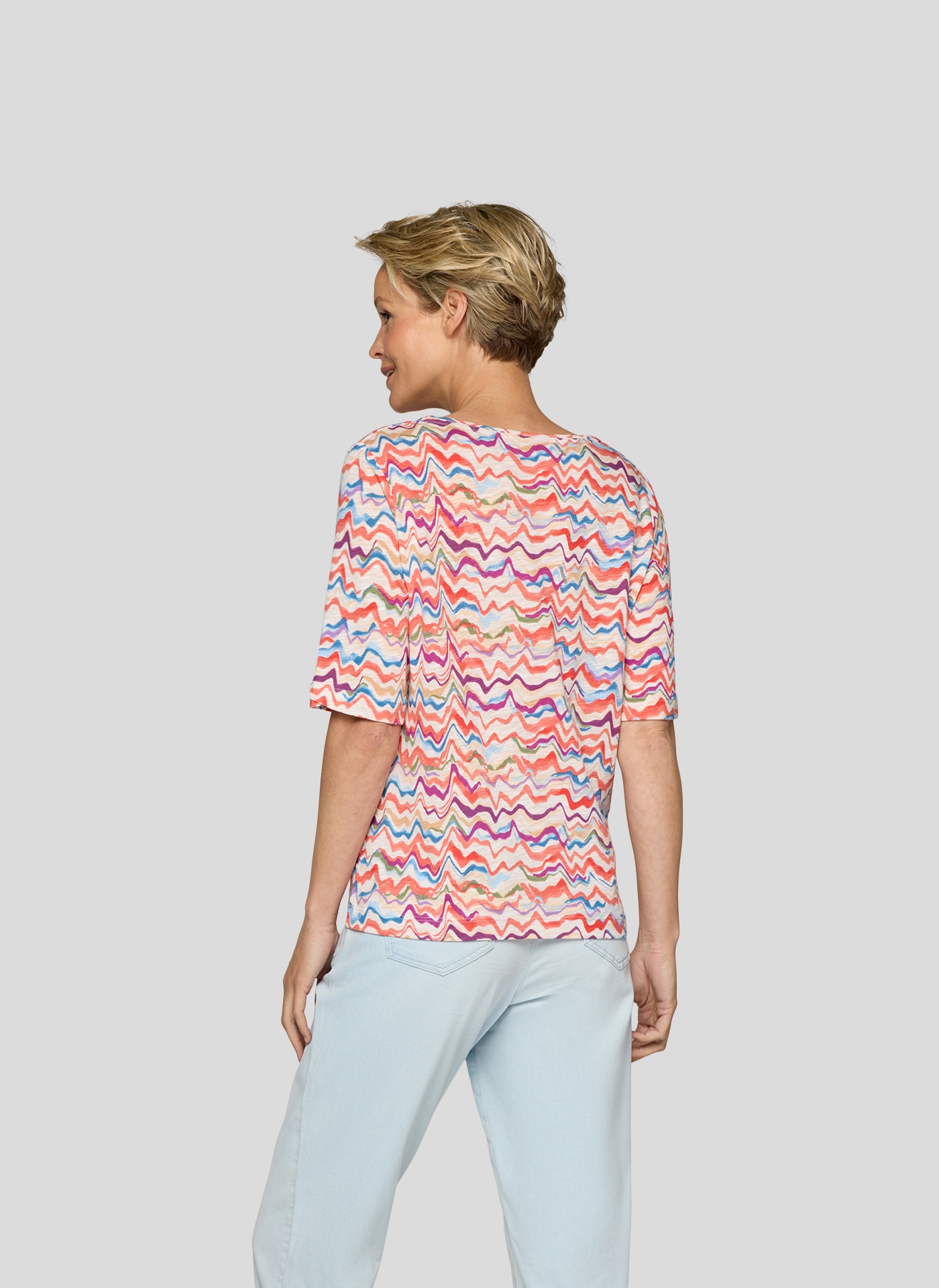 Rabe Rundhalsshirt, mit grafischem Muster