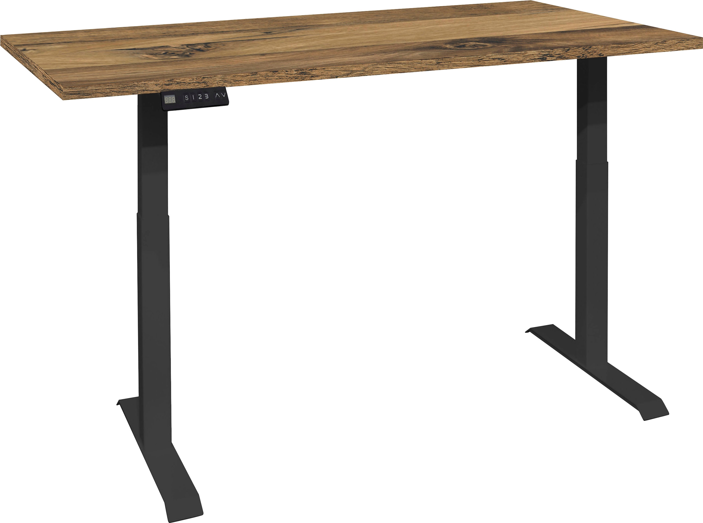 Mäusbacher "Big System Office, Arbeitstisch, Bürotisch" Breite 120 cm, elektrisch höhenverstellbar, plankeneiche