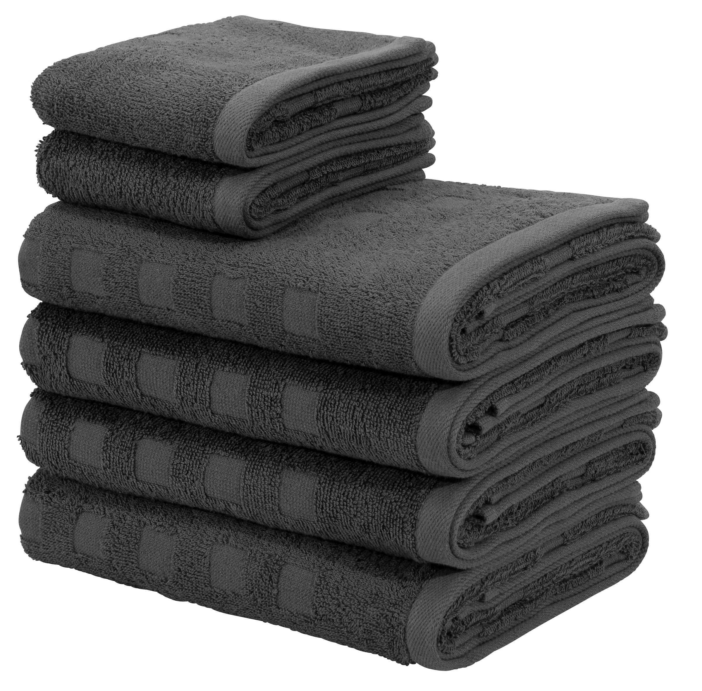 my home Handtuch Set aus 100% Handtücher Set, BAUR »Demara«, 6 mit Hoch-Tief-Struktur Baumwolle Frottier, unifarbene | bestellen tlg
