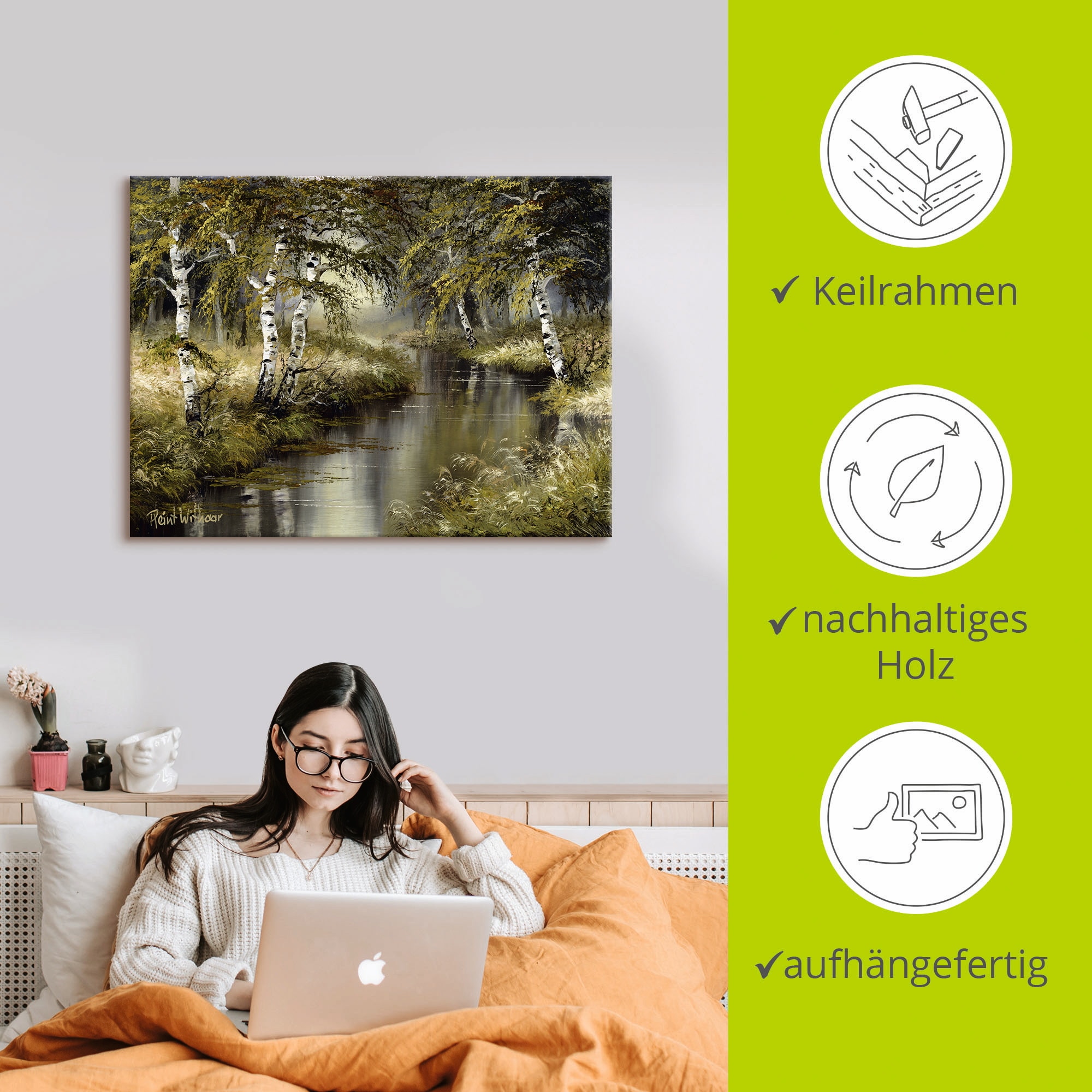 Artland Wandbild »Kanal tief im Wald«, Wald, (1 St.), als Leinwandbild, Poster, Wandaufkleber in verschied. Größen