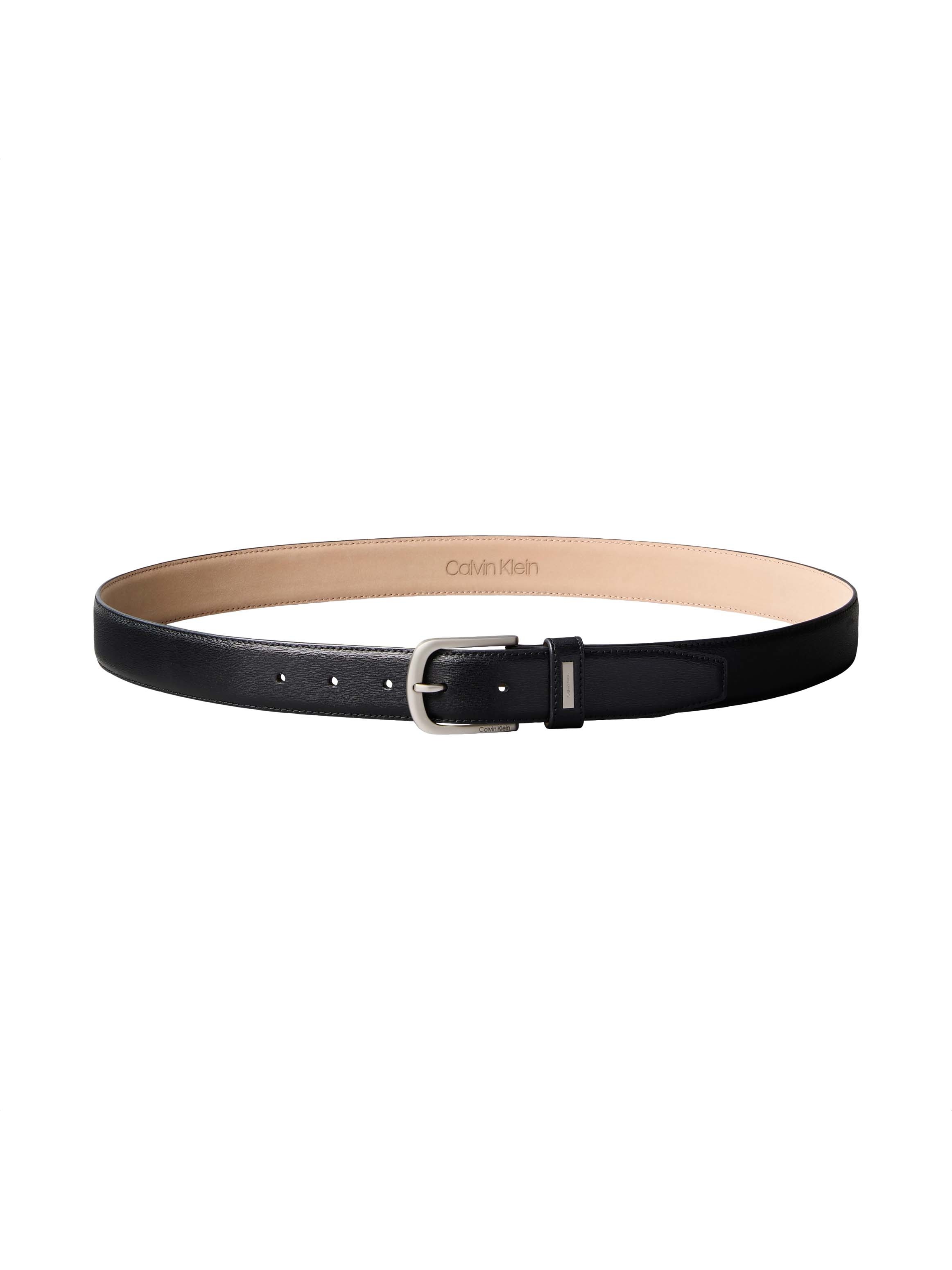 Ledergürtel CALVIN KLEIN "CASUAL PIN BUCKLE 32MM FIXED", Herren, Gr. 11,5, schwarz, brushed nickel, Web, Rindsleder, unifarben, Gürtel Ledergürtel, Größenverstellbar mit Metallschließe 2
