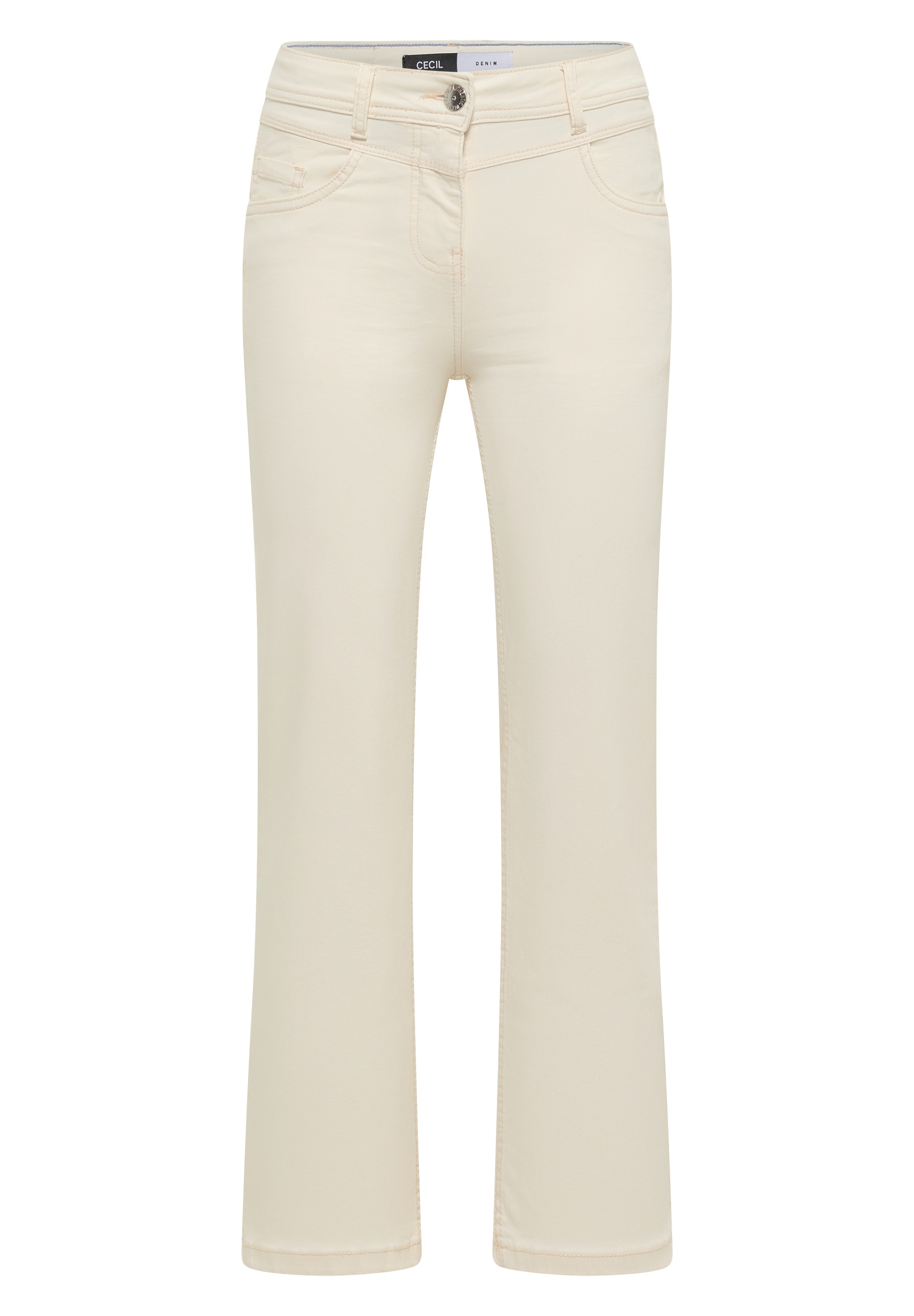 Comfort-fit-Jeans CECIL, Damen, Gr. 32, Länge 30, pearl beige, Jeans, 78% Baumwolle, 21% Polyester, 1% Elasthan, unifarben, lang, Jeans, High Waist 2